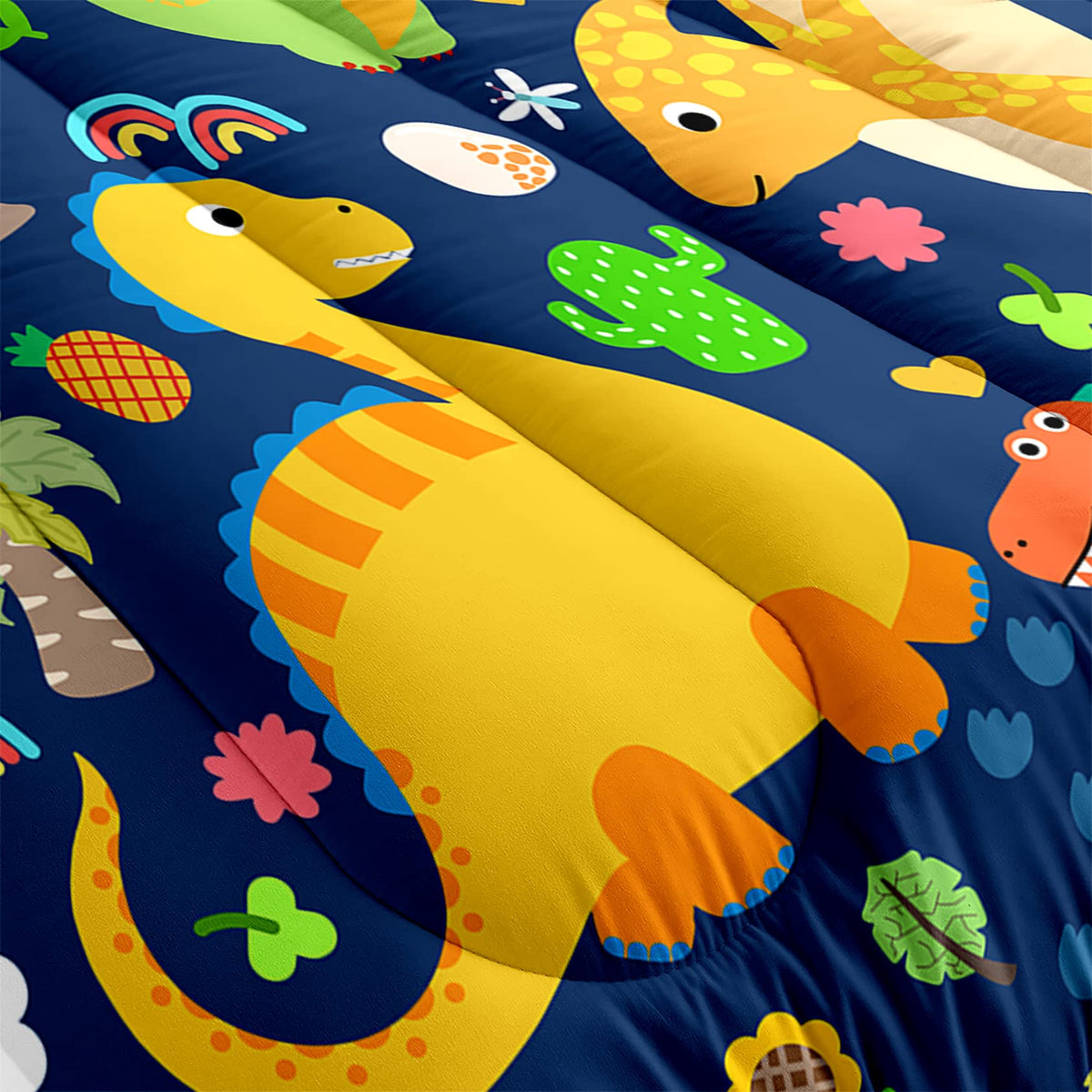 Dinosaur Comforter Set - Twin Bedding Set for Boys' Room, Blue & Green, Kids' Dinosaur Bedding Set, Twin (1 Comforter, 1 Pillowcase)