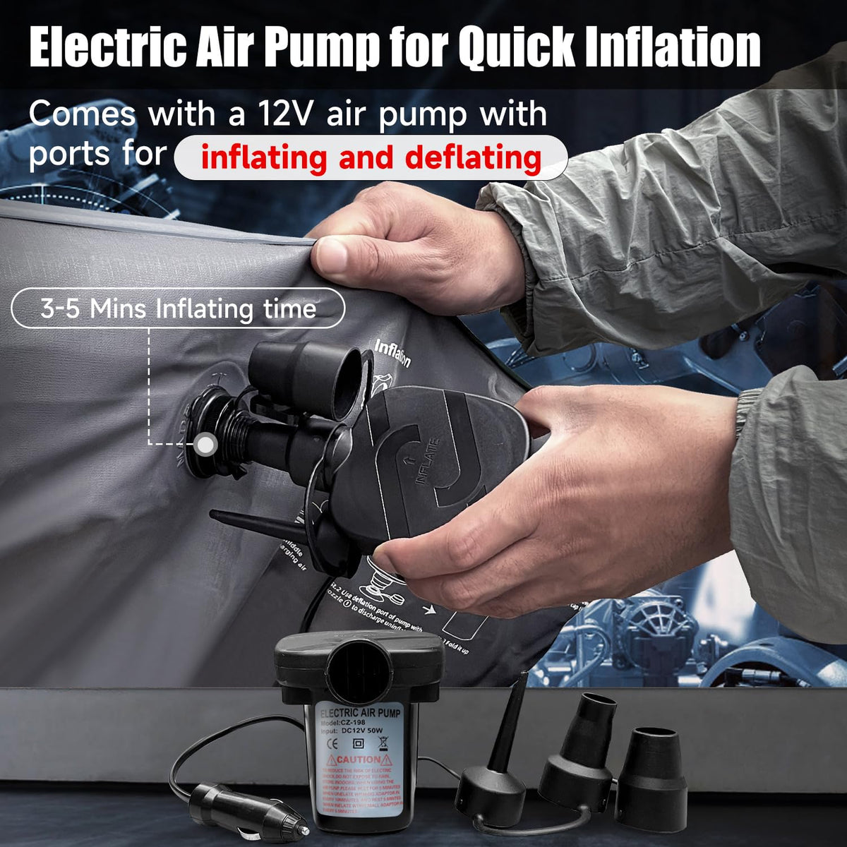 DikaSun Car Air Mattress, Inflatable SUV Truck Camping Mattress for Back Seat, Thickened Travel Car Bed Sleeping Pad with Air Pump 2 Pillows