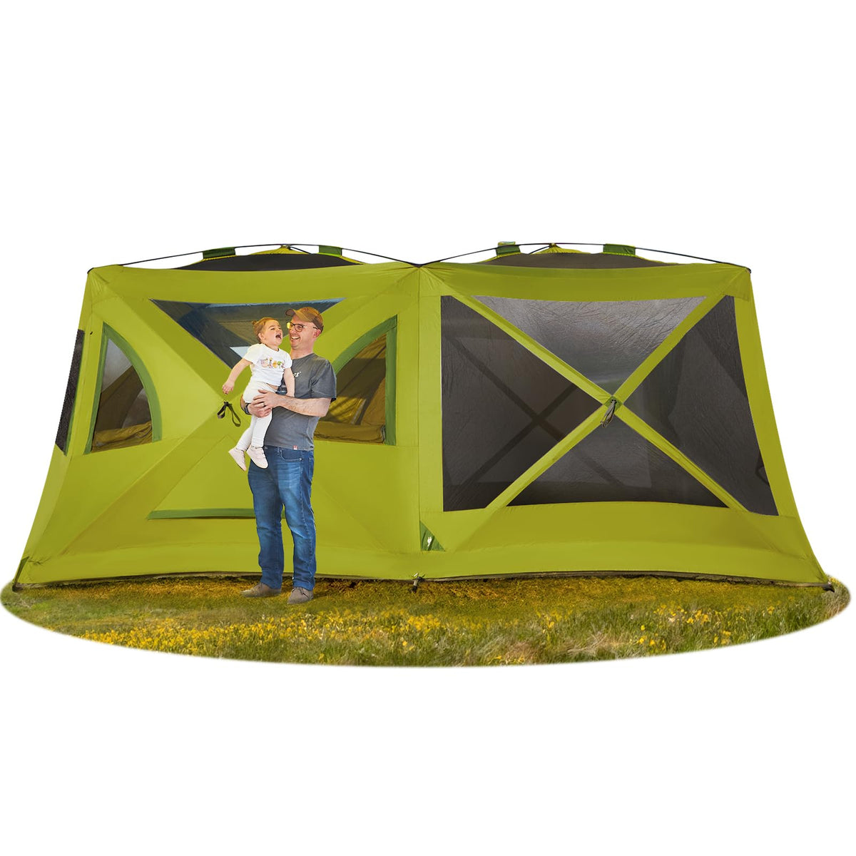 Timber Ridge 8 Person Instant Pop Up Cabin Tent, Easy 90 Second Setup, Weather Resistant Camping Family Hub Tent with Rain Fly and Carry Bag for Outdoor Camping