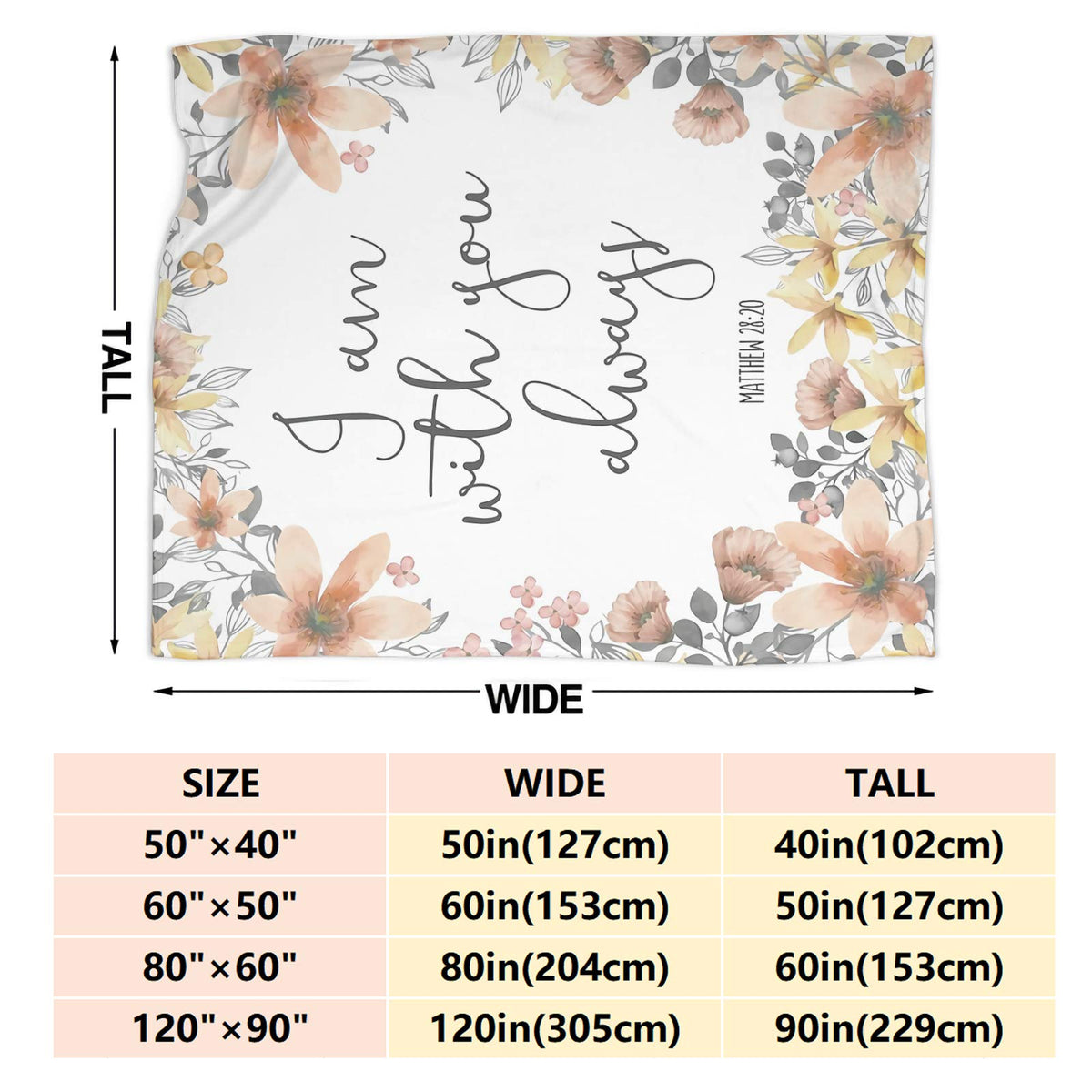Bible Verse - I Am with You Always Fleece Throw Blanket Lightweight Super Soft Flannel Bed Blanket Perfect Home Decor for Couch Chair Sofa Living Room 50"X40" Small