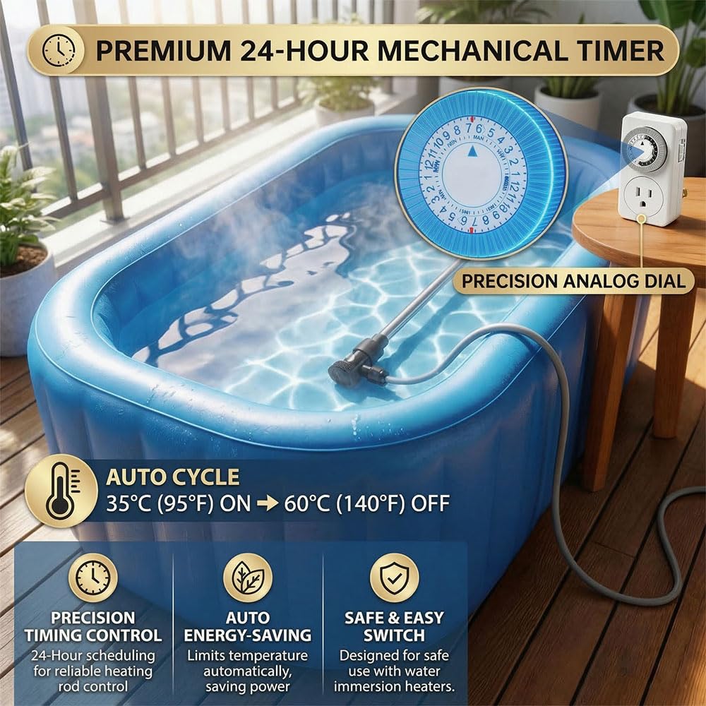 1800W Portable Hot Tub Heater, Immersion Water Heater with Thermostat, Submersible baptismal Heater for Inflatable Pools, Bathtub, Spa, and Cold Plunge, Fast Heating Bucket Heater