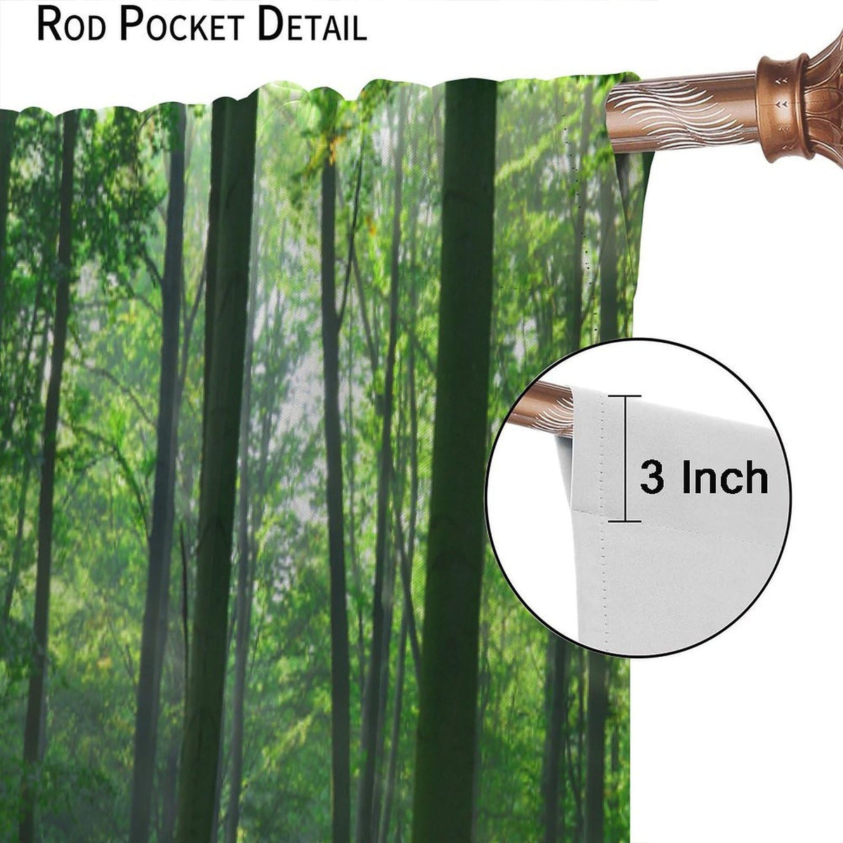 Green Misty Forest Curtains Nature Sunshine Sunlight Through Trees Leaves Natural Forest Woodland Landscape for Bedroom Living Room Rod Pocket Decoration Window Drapes 2 Panels W21xL63i W21xL45in