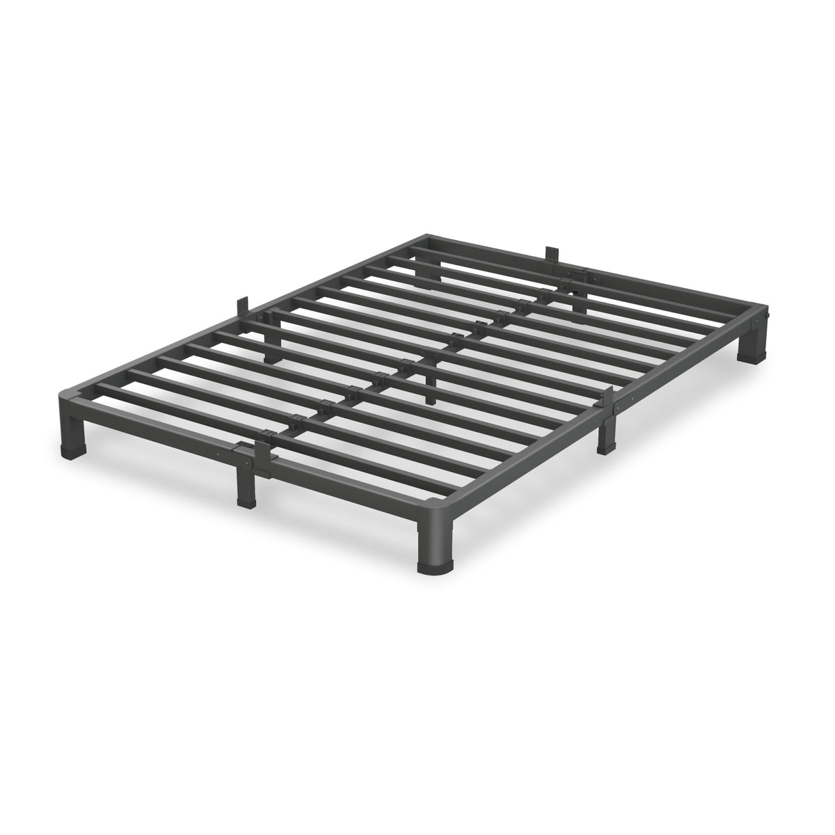 VIPSHOW 4 Inch Queen Bed Frame, 3500Lbs Heavy Duty Metal Platform with Round Corner Legs Mattress Slide Stopper, Steel Slat Support No Box Spring Needed, Noise Free, Non-Slip, Easy Assembly