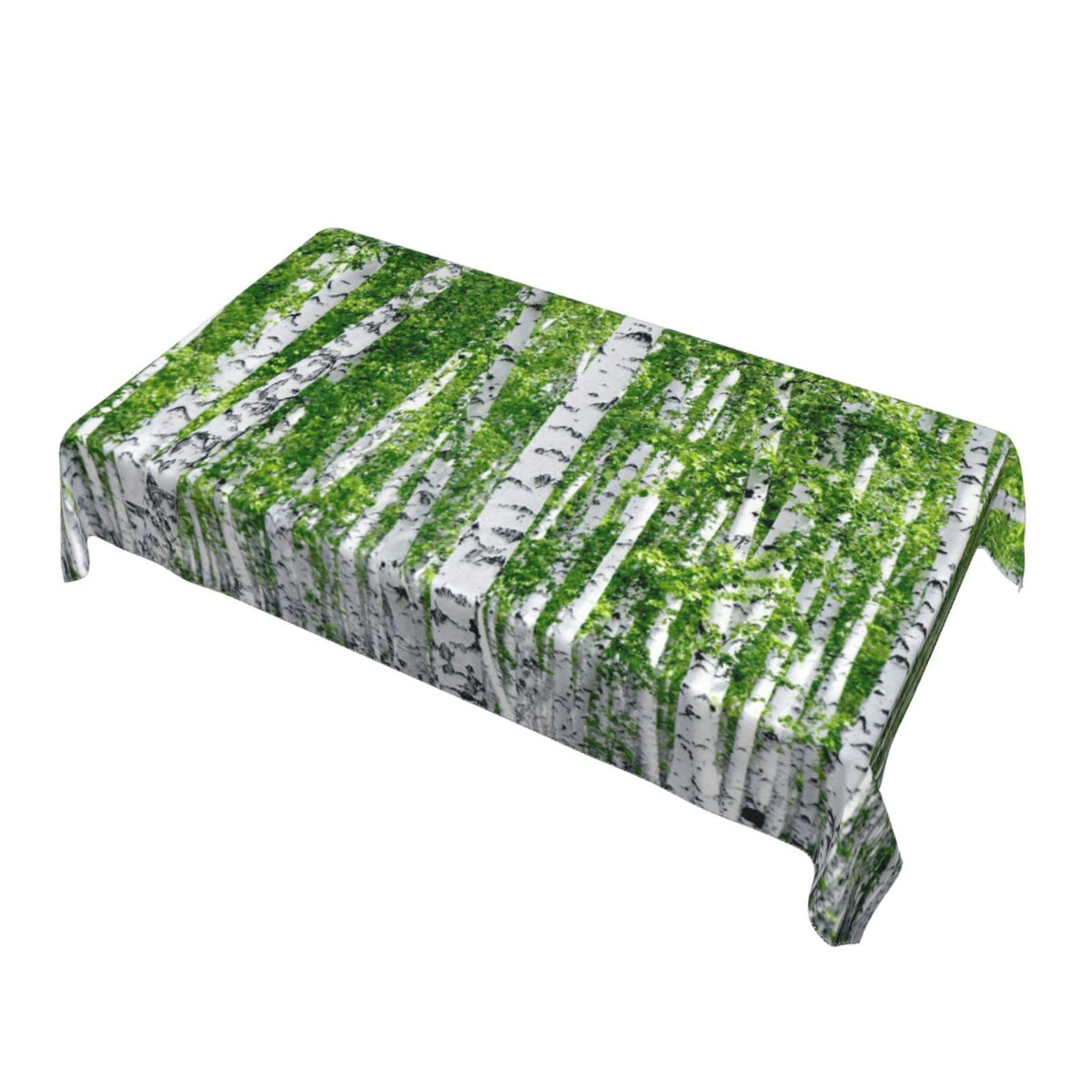 RTAFGU Forest Tablecloth, Waterproof Table Cloth Vibrant Green Birch Forest, Nature Woodland Decor Design Stain Resistant Spillproof Polyester for Kitchen Dining Party Rectangular 55" x 35"