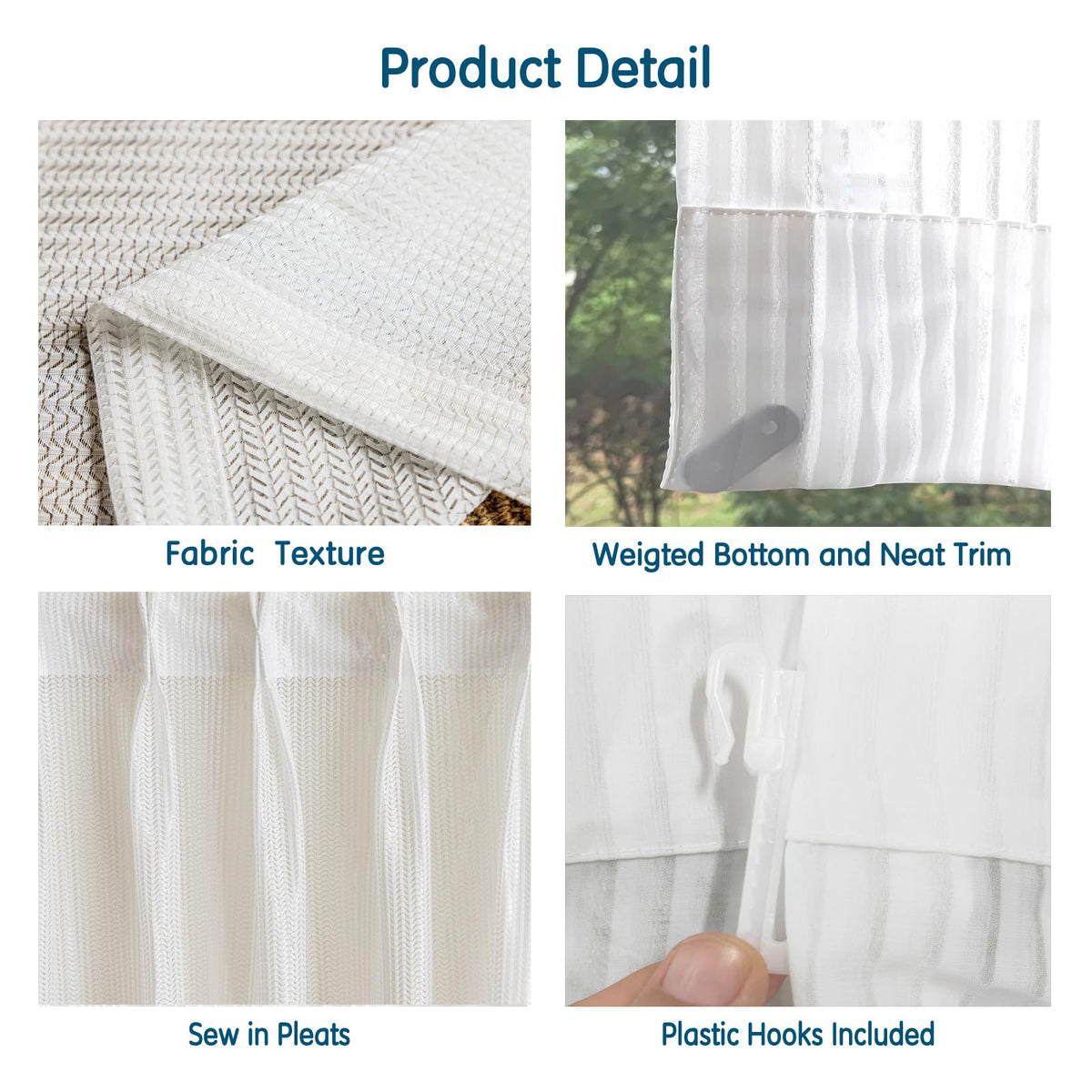 LETAU Off White Sheer Curtains 102 inches Long, Pinch Pleated Lace Little Waves Window Sheer Curtains Panels Drapery, 26" W x 102" L, 2 Panels