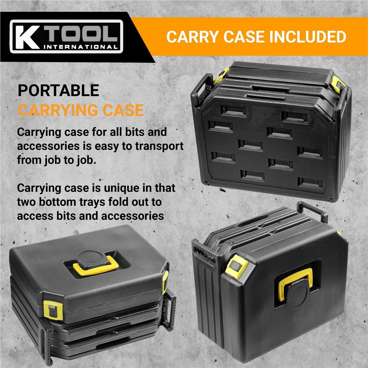 K Tool International 10330 Drill Bit and Accessory Set, 326 Piece Bit Kit, Folding Storage Case, Portable Carry System, for Shop, Garage, and Jobsite Use, Metal, Wood, and Plastic