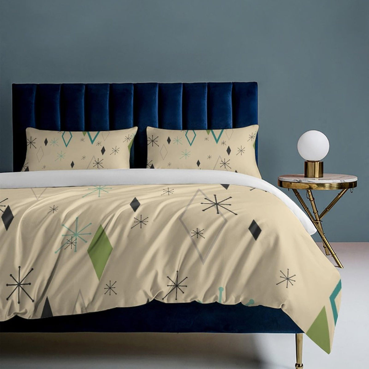 Focusbrite Modern Mid Century Duvet Cover, Vintage Geometry Bedding Sets Soft Comforter Cover，Aesthetic Abstract Art Bedding 3 Piece (1 Duvet Cover 86"x70" + 2 Pillow Sham 20"x30")