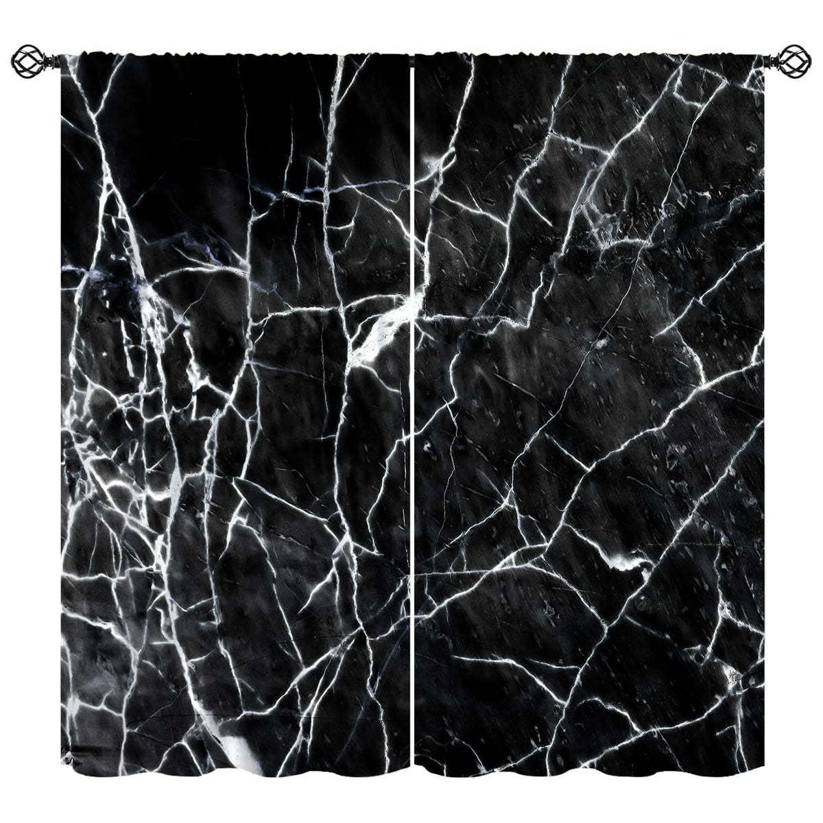 Djaby Marble Curtains, Abstract Modern Natural Black Grey Marble Window Treatments for Bedroom Living Kitchen Home 42" W X 45" L(No Blackout)
