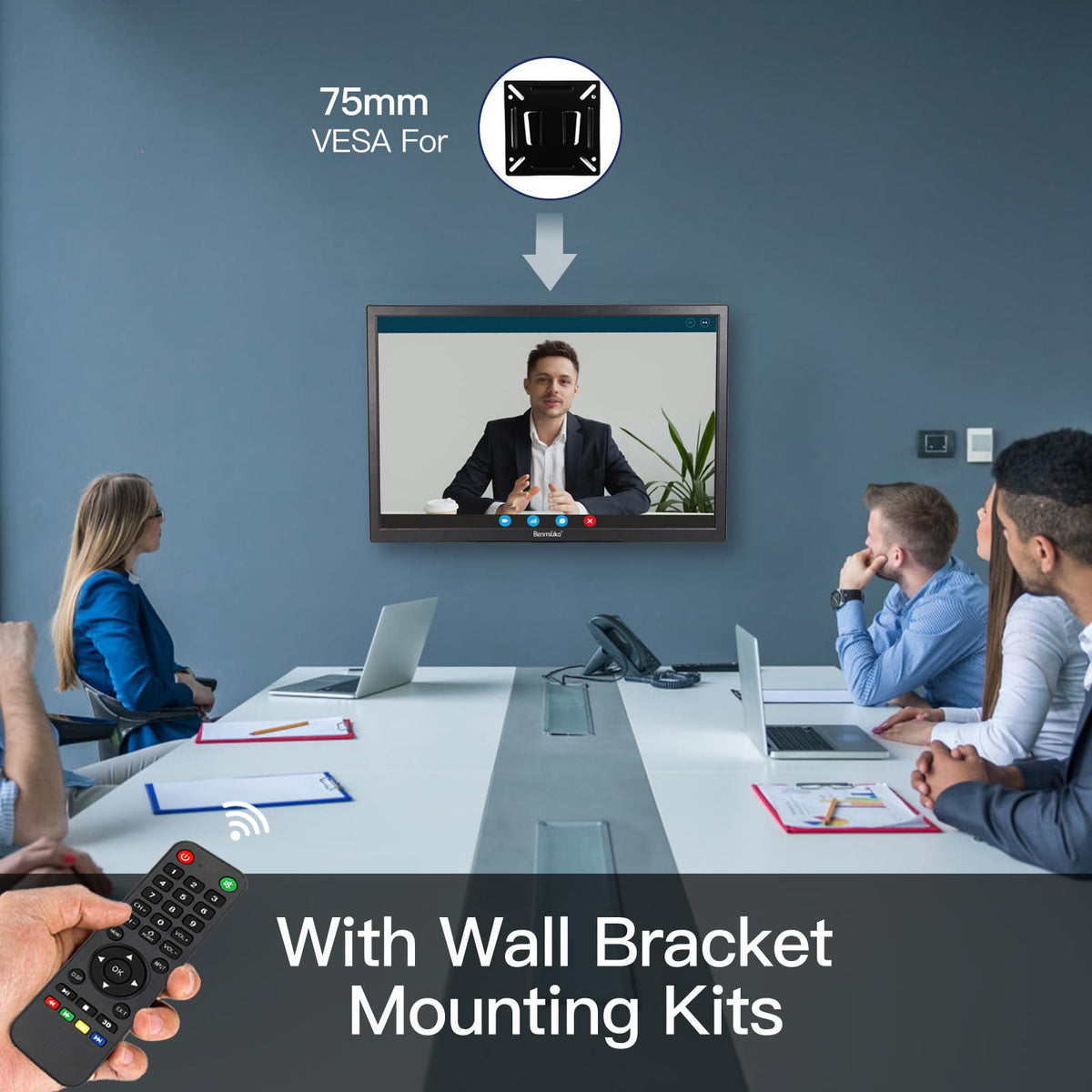 Benmiuko 22 inch Monitoring Display Screen Security Camera Monitor LCD Multi Functional Interface HDMI, BNC, VGA, AV, USB Input CCTV Computer Monitors Built in Speaker 1920x1080 Full HD