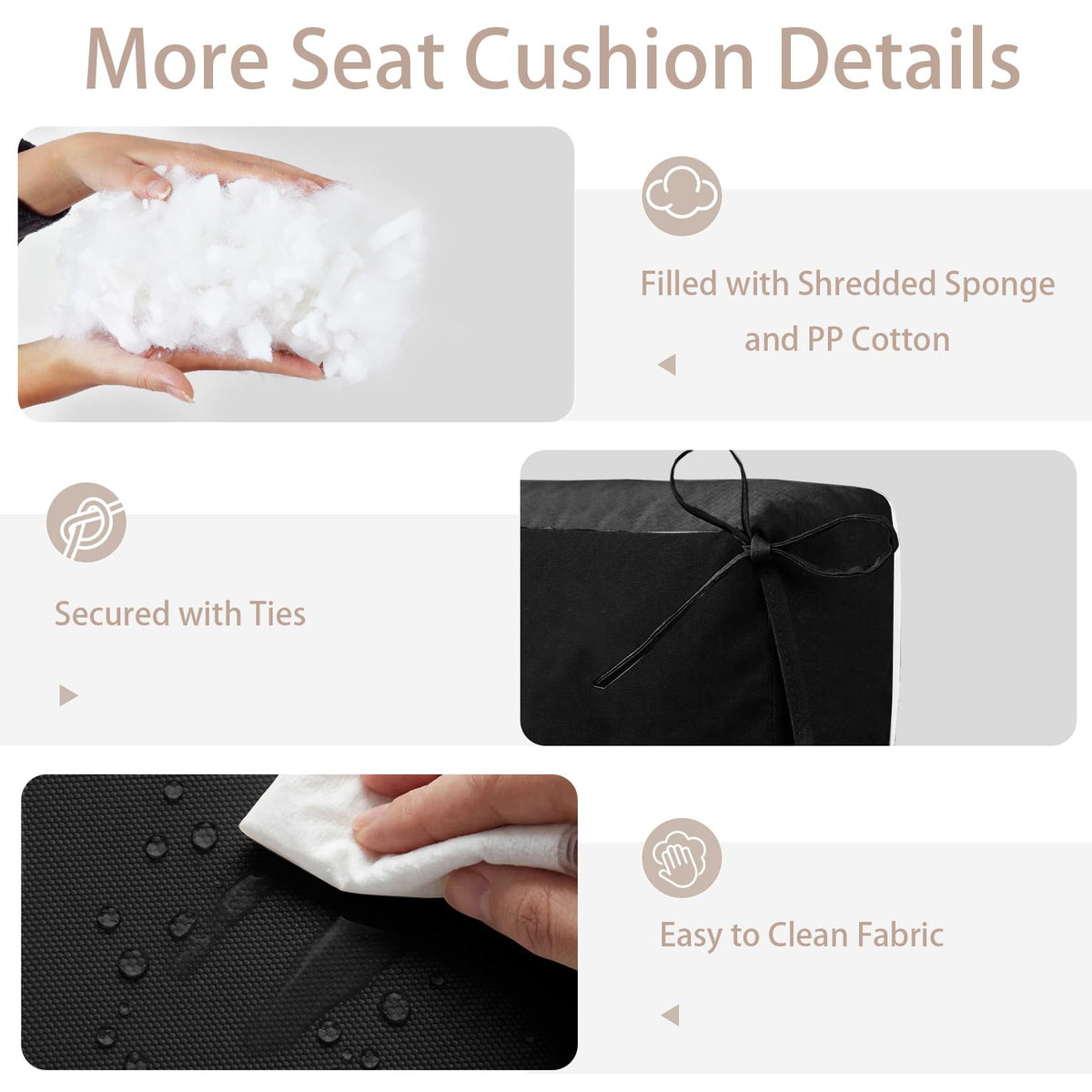 Kerkrot Porch Swing Cushions, Waterproof & Fade Resistant Outdoor Swing Cushion 55 Inch, Swing Cushions 3 Seater Replacement for Outdoor Furniture, Patio, Garden (Black, 55 x 40 inch)