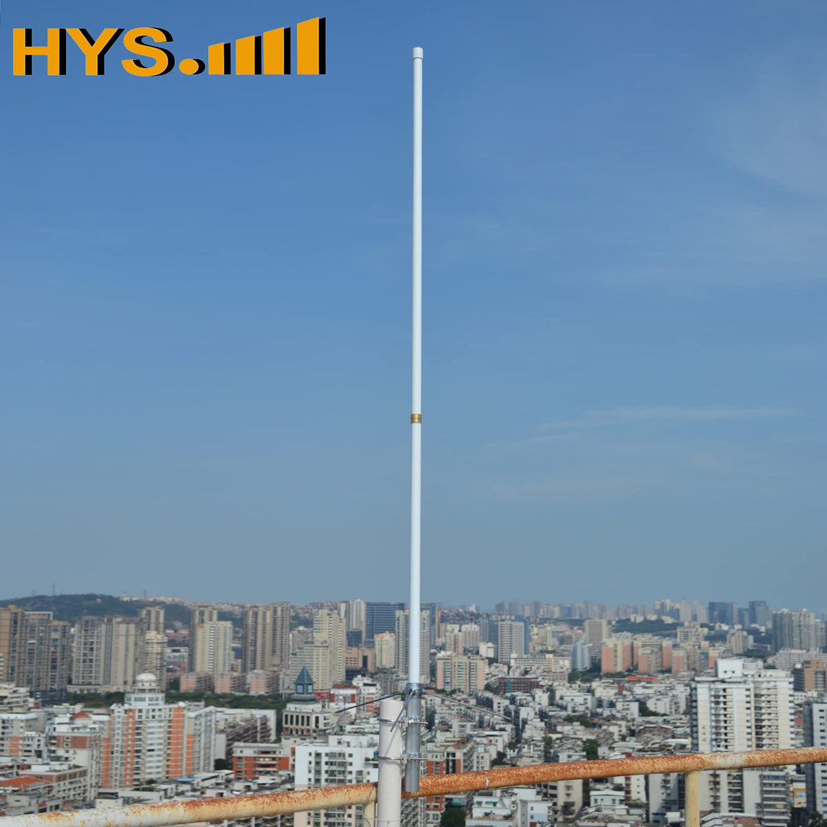 HYS 200W GMRS Base Antenna 5/8 Wave 7.2dBi Pre-Tuned 462-467MHz for Motorola Repeater GR1225 GR500, Midland Anytone Mobile Radio, Fiberglass Omnidirectional