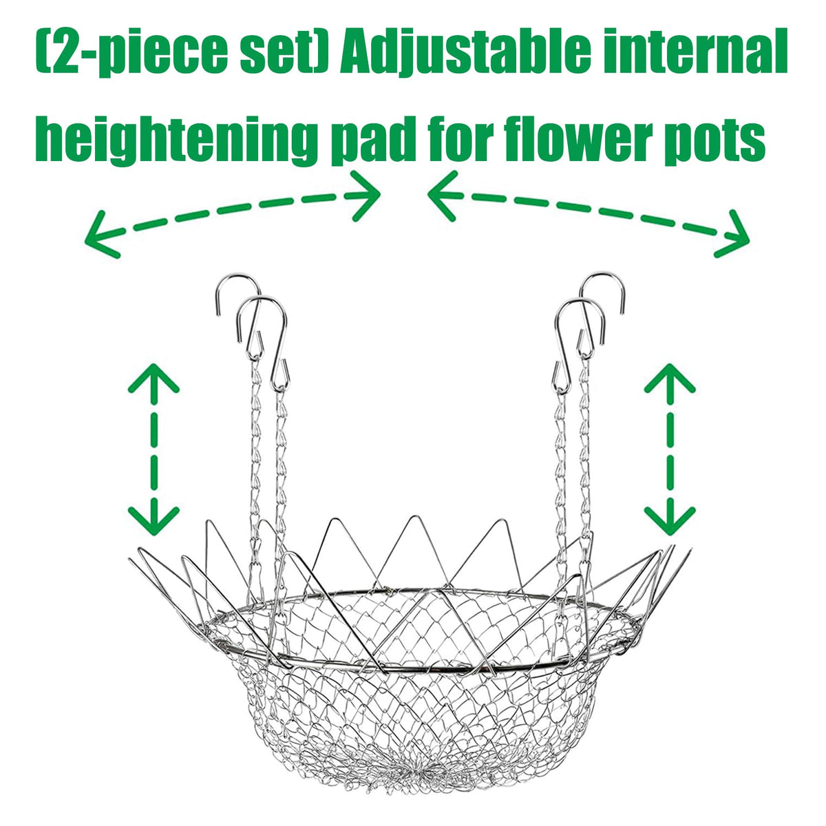 Obotsnoi 2 Pack Adjustable Planter Inserts for Large Receptacles with 12 to 18 Inch Opening Fit and Rust Build Outdoor Container Planner Stainless Steel Plant Elevator