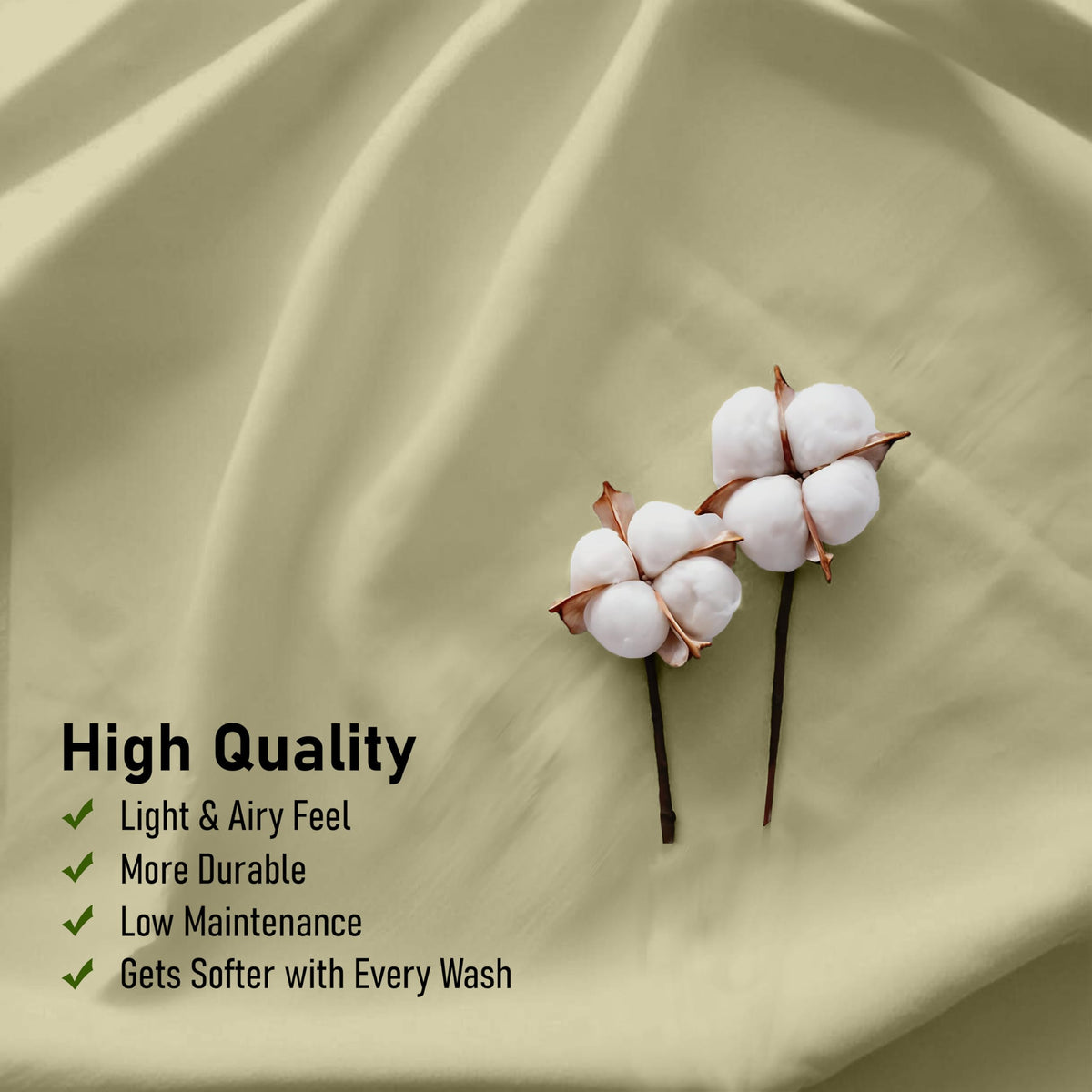 RUVANTI 100% Cotton Percale Sheets Full Size, Sage Green