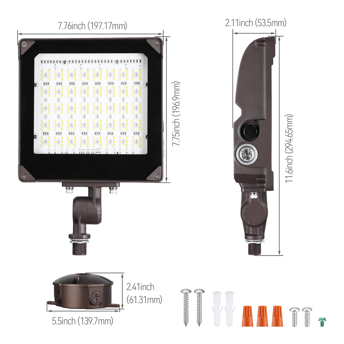 LEONLITE Smart RGB 100W LED Flood Light with Knuckle, Bluetooth Connection APP Control, Commercial Area Lighting for Outdoor Decorations, 3000K-5000K Dimmable, 100-277V, IP65 Waterproof, Pack of 2