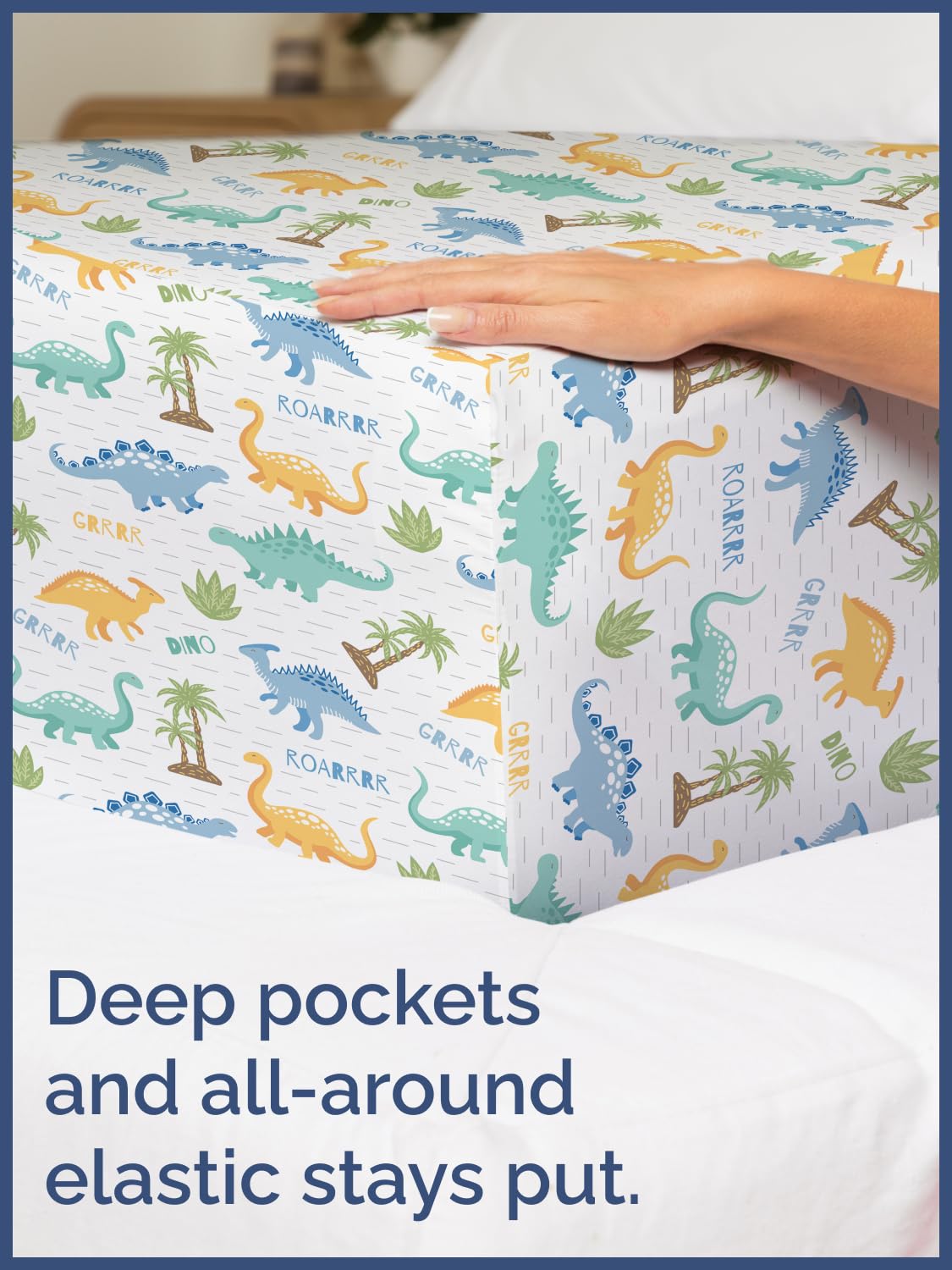 Kids Full Size Bed Sheet Set - 4 Piece Kids Loft Bed Sheets - Colorful Dinosaur Dino Print Bedding - Soft, Cute - Breathable & Machine Washable - Dino Pattern Bed Set for Boys, Girls, Teens & Toddlers