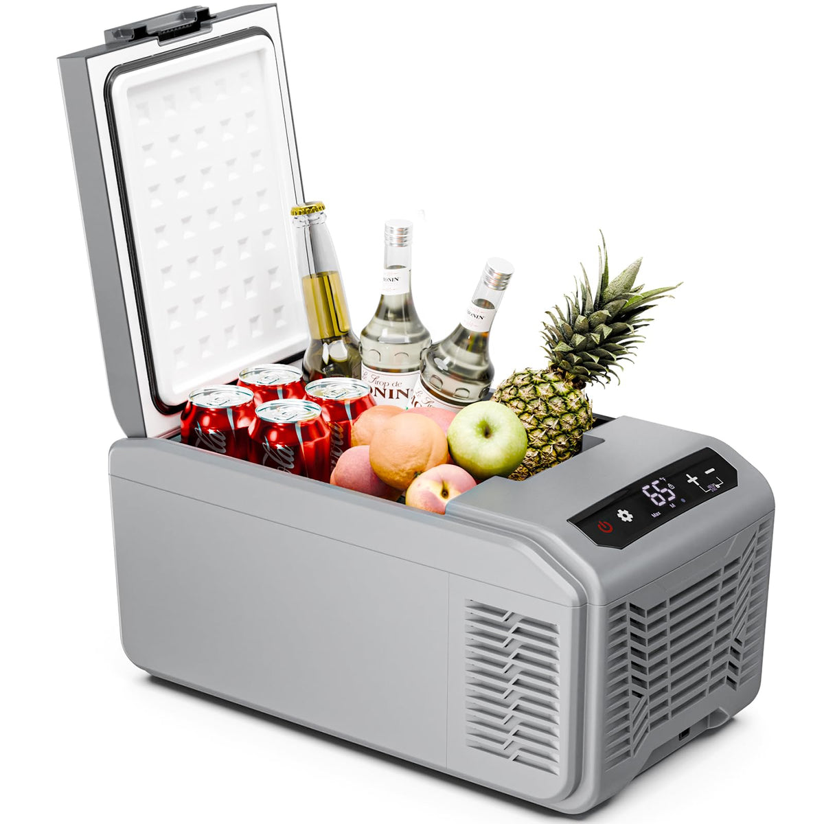 Antarctic Star Car Refrigerator, 12 Volt Car Fridge, 16 QT Portable Freezer Compressor Electric Cooler For Car, Control Panel with Lock, -4℉-68℉ 12V DC & 100V AC for Car/RV/Camping/Travel