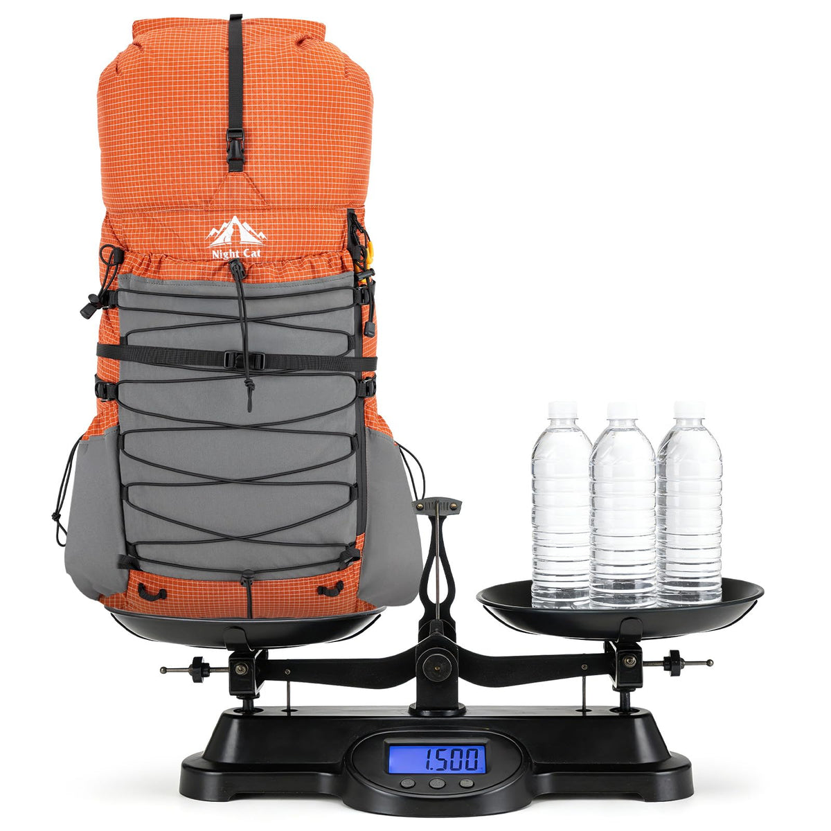 Night Cat Internal-frame Hiking Backpcack: 50L / 60L / 70L Roll Top Lightweight Travel Backpack with Rain Cover for Men Women Hiking Camping Backcpacking Orange Red