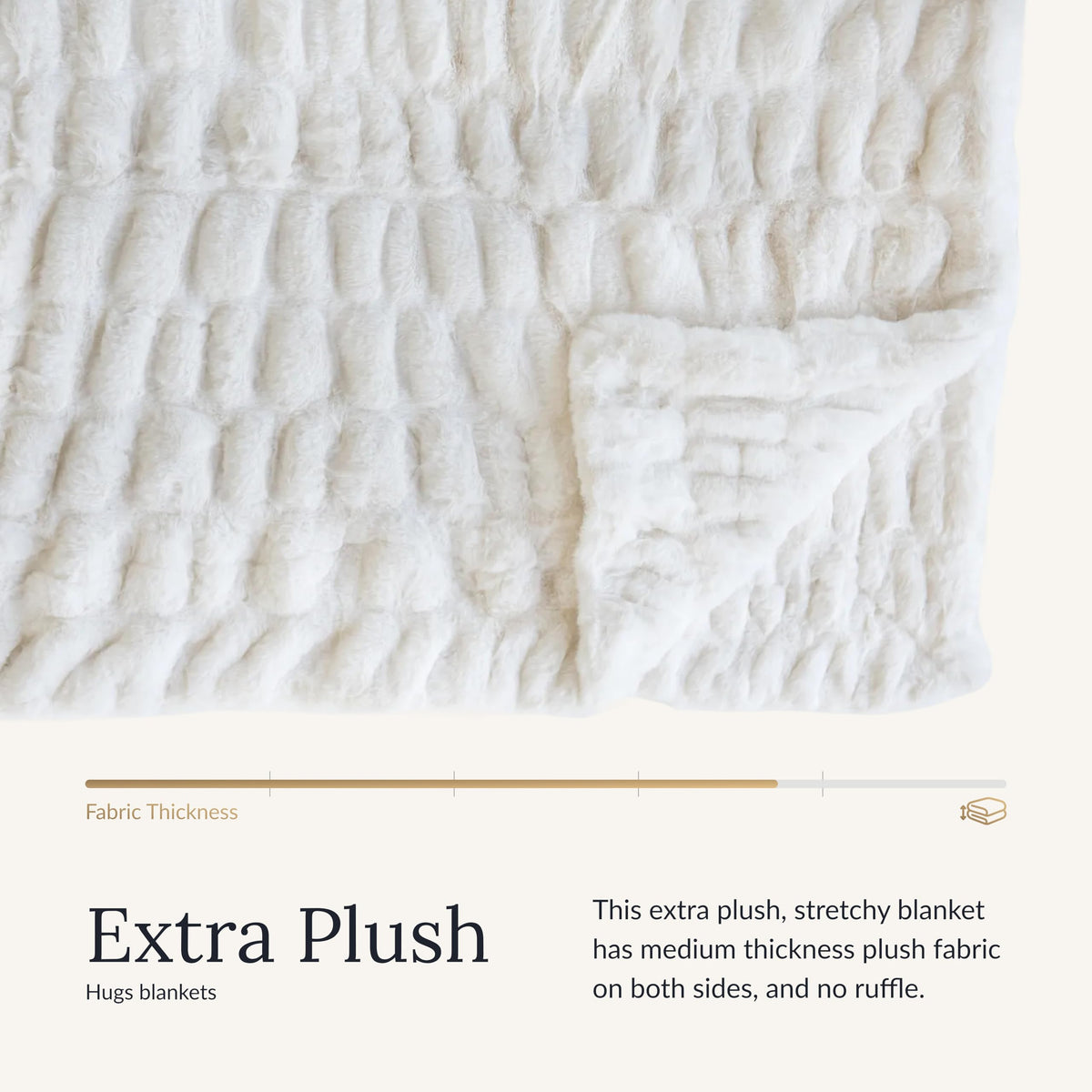 Minky Couture Hugs Blanket - Extra Plush Blanket for Premium Gifting - Stretchy Bubbled Cozy Throw - Silky Smooth - Durable & Machine-Washable - Travel-Friendly - Adult, Cream