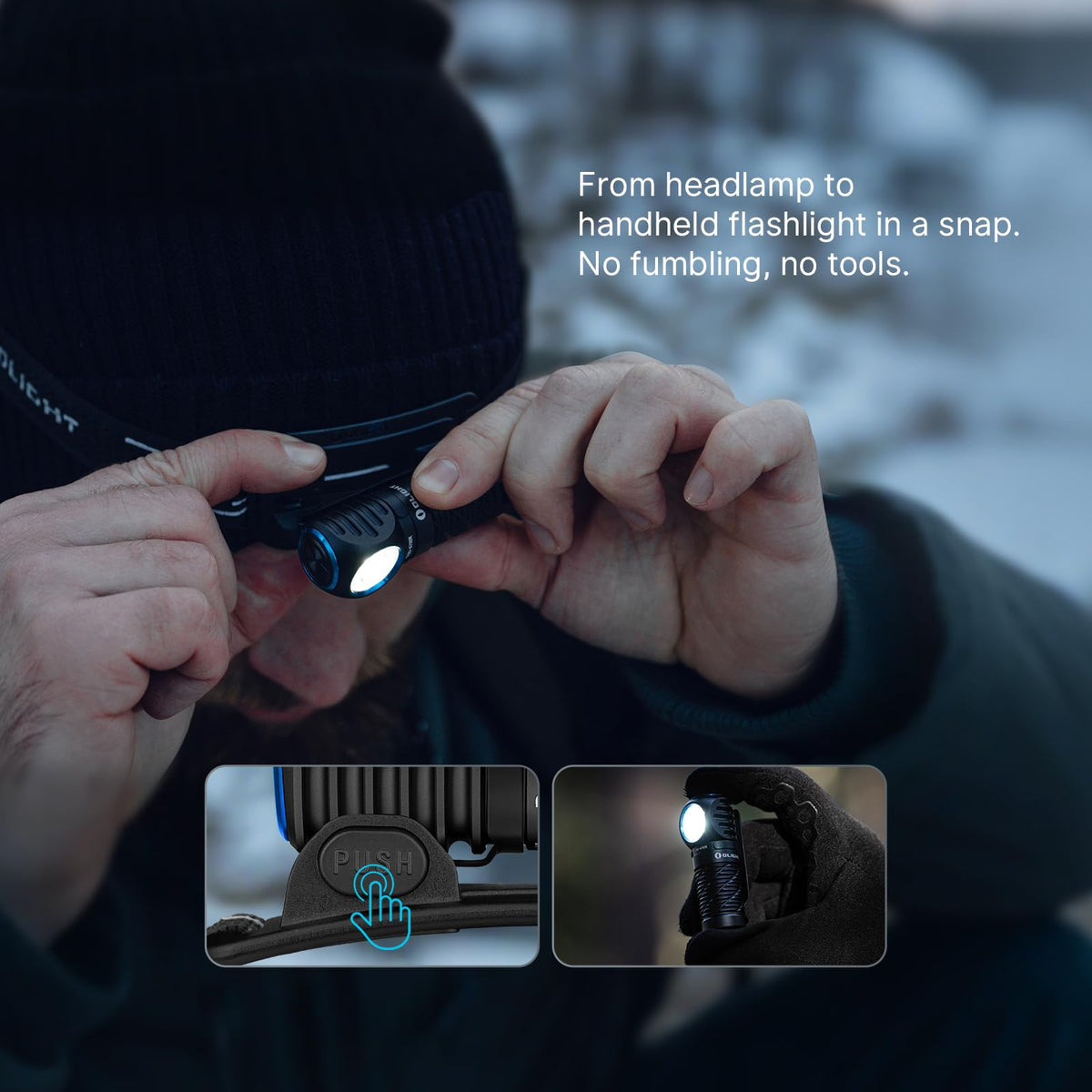 OLIGHT Perun 3 Mini Headlamp 1250 Lumens LED Head Flashlight Bundle with Perun 3 Mini Headlamp 920 Lumens LED Head Flashlight