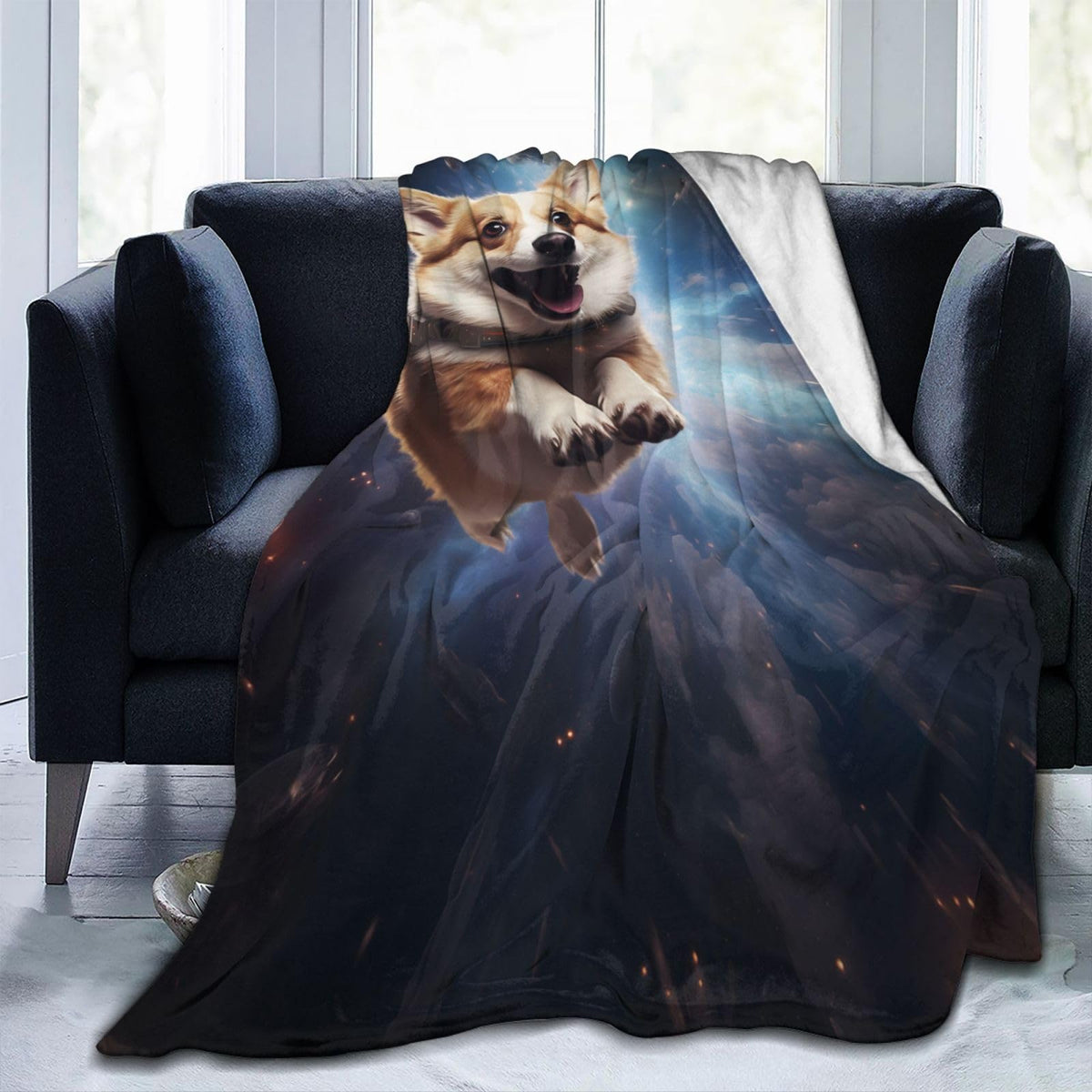 amepay Funny Corgi Blanket Gifts for Corgi Lovers Grils Boys Cute Puppy Dog Universe Flannel Throw Blankets Soft Fuzzy Lightweight for Home Decor Couch Bed Sofa 60x50 Inches
