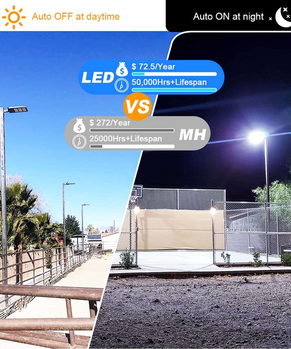 ledmo 300W LED Parking Lot Lights with Adjustable Arm Mount Dusk-to-Dawn Photocell Sensor Outdoor Commercial Area Lighting 36000LM 5000K IP65 LED Street Flood Security Light for Shop|Yard|Roadways