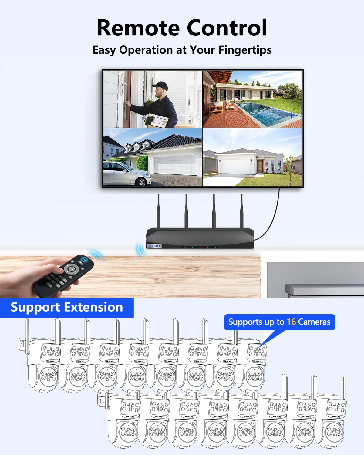 【360° View & 2-Way Audio】 4MP PTZ Security Cameras Wireless Outdoor, WiFi Home Surveillance System, Outside Wireless Security Systems, Surveillance DVR Kits