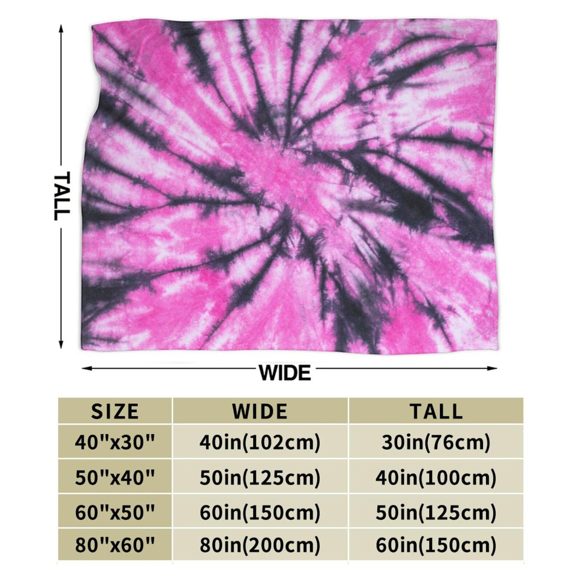 Gbuzozie Pink and Black Tie Dye Fleece Blanket Lightweight Ultra-Soft Throw Blanket for Sofa Couch Bed Camping Travel - Super Soft Cozy Microfiber Blanket 60"X50"