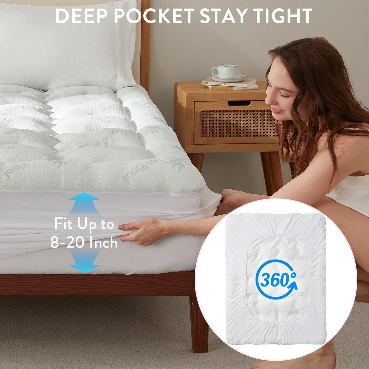 Surefit Ultra Soft Waterproof Mattress Topper Twin Size, Pillow Top Mattress Pad, Back Pressure Relief, Viscose Derived from Bamboo, Naturally Cooling for Hot Sleepers, 39x75