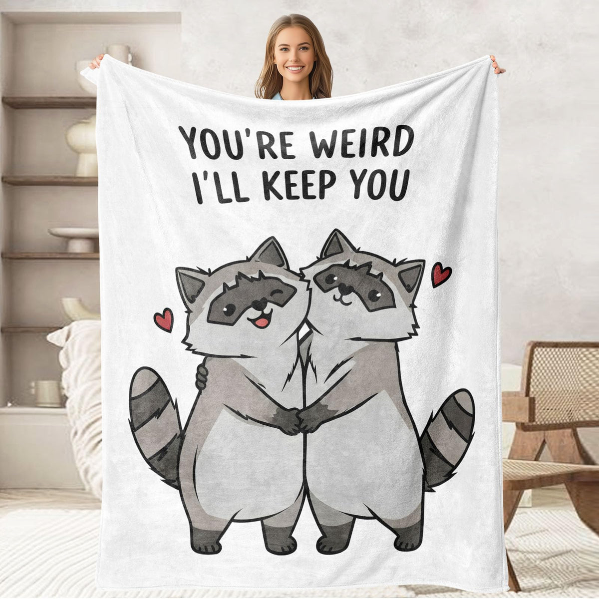 keepitcozi Funny Raccoon Gifts Blanket for Adult Kids, Unique Best Friend Birthday for Women Men, Gag Gift, Relaxation Stress Relief Gifts for Cowoker, Quirky Home Decor for Raccoon Lovers 50"x60"