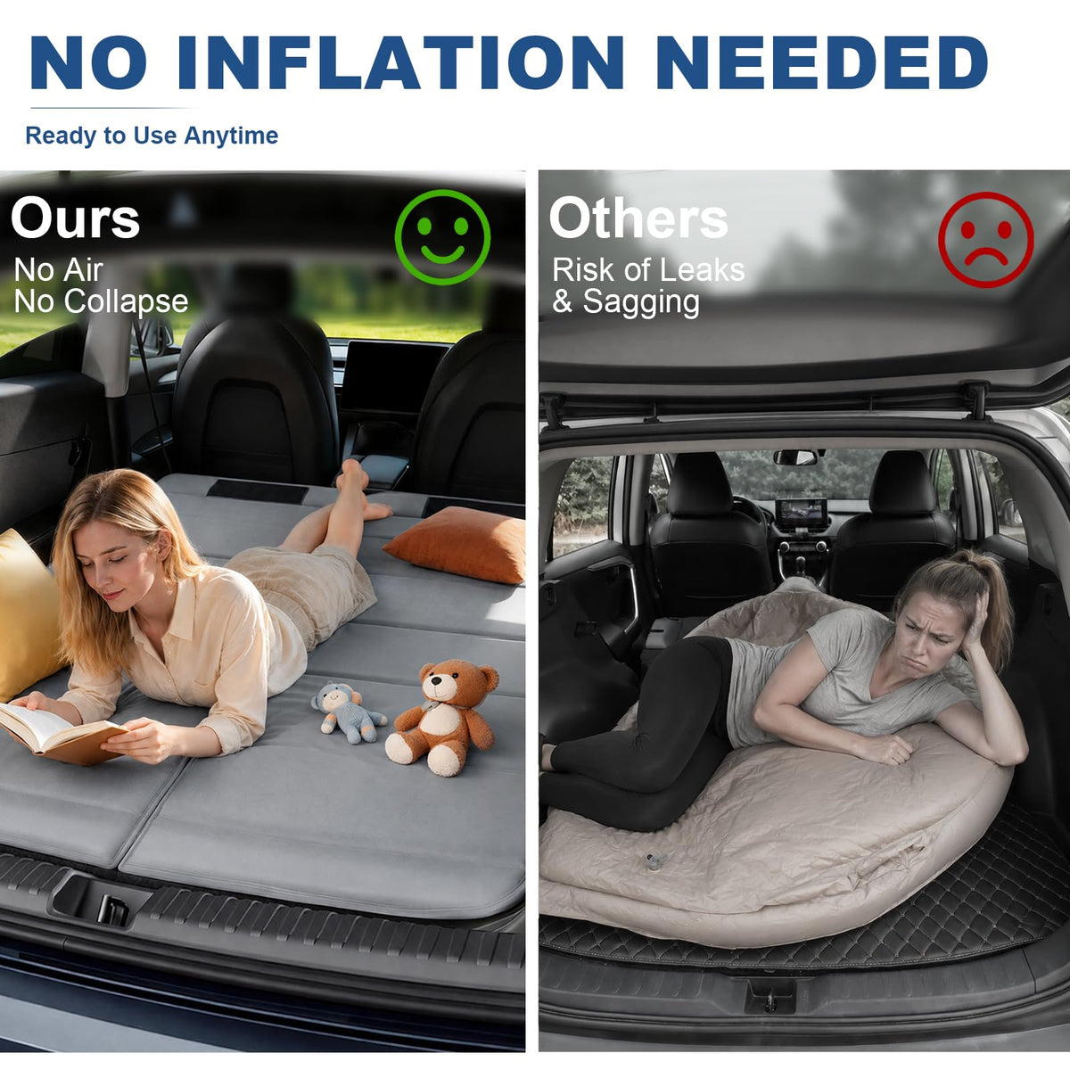 SXMMXS Camping Mattress for Mid-Size SUVs, No Inflation Needed, Foldable Foam Trunk Bed, SUV Air Mattress Alternative for Travel Sleeping, Ideal for Camping Essentials and Road Trips, Gifts for Guys