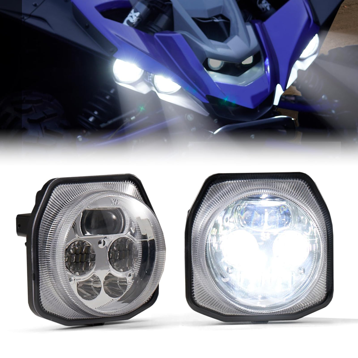 A & UTV PRO LED Headlights with High Low Beam Lights for 2018-2024 Yamaha Wolverine X2 X4,Headlamp Front Lamp Lights for 2016-2024 YXZ 1000R Accessories