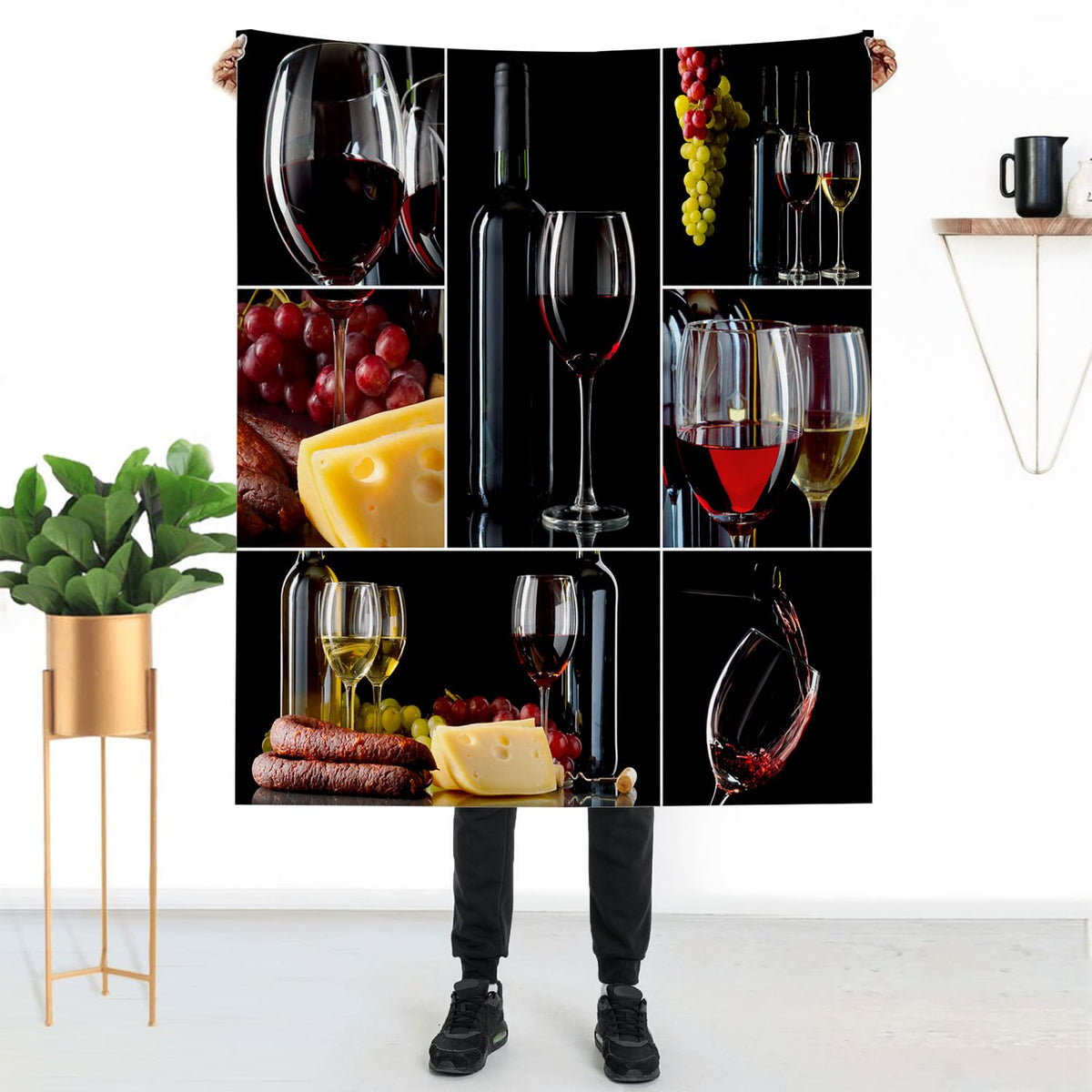 Wines Blanket 40" x 50" Romantic Burgundy Glasses Fruit Grape Super Soft Bedding Fleece Throw Blanket Microfiber Flannel Blankets Couch Sofa Warm Lightweight for Boys Girls