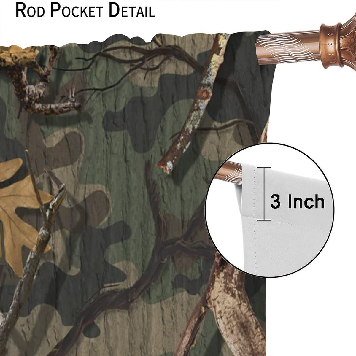 Camouflage Window Curtains,Forest Camo Branches Leaves Hunting Camp Cabin Balckout Window Drapes for Living Room Bedroom Kitchen Decor W42xL45in
