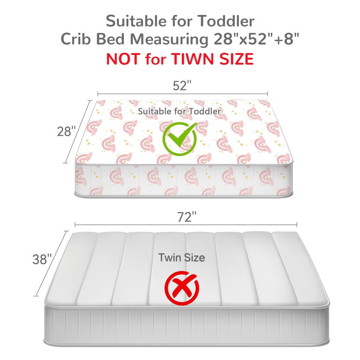 Mooreeke 4 Pieces Toddler Bedding Set - Pink Rainbow Cloud Toddler Comforter Sets for Girls, Includes Comforter, Flat Sheet, Fitted Sheet and Pillowcase, Bed in A Bag for Baby Bedroom