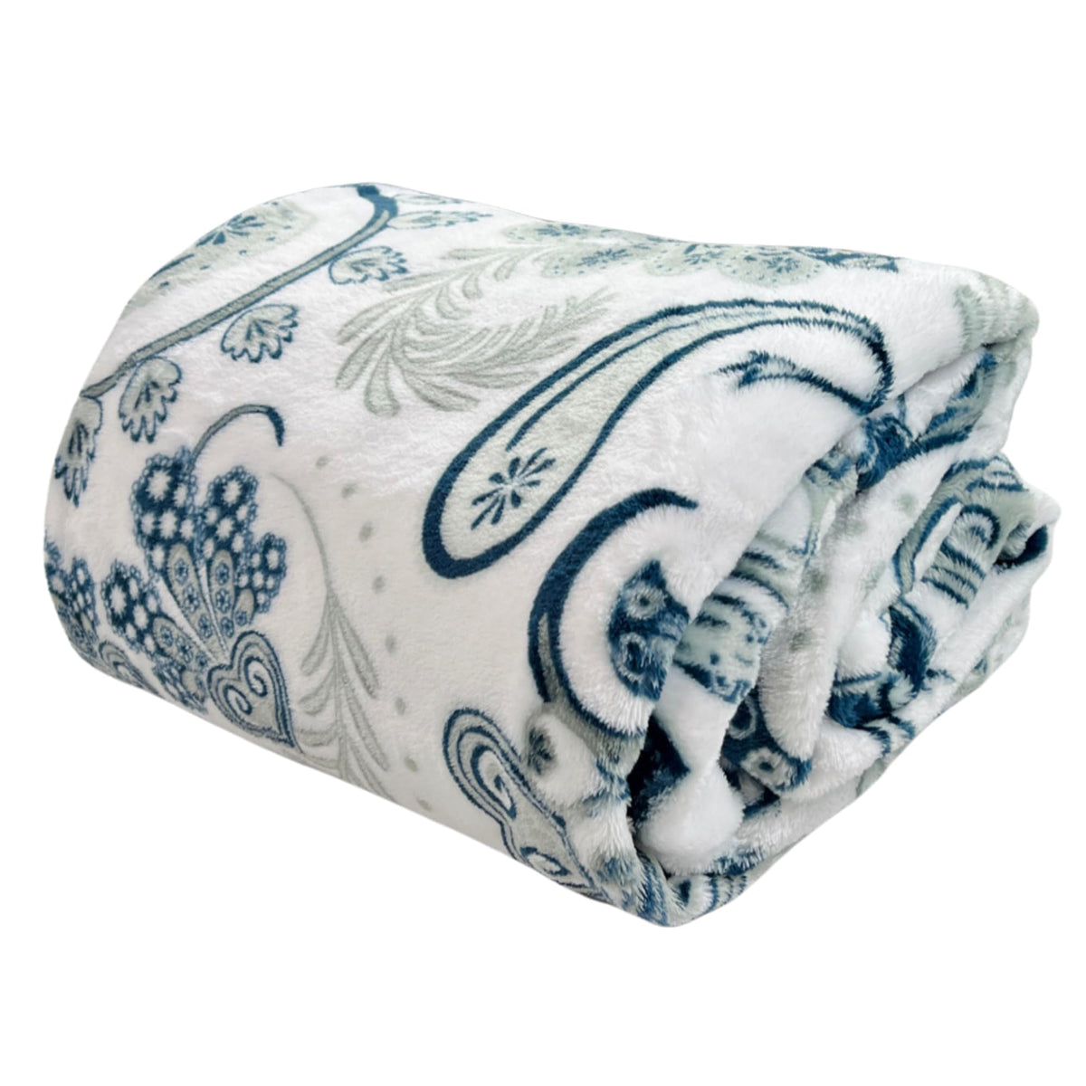 Serafina Home Throw Blanket: Velvety Soft, Durable Fleece Accent for Bed or Couch (Navy Damask and Paisley, 50 x 70 inches)
