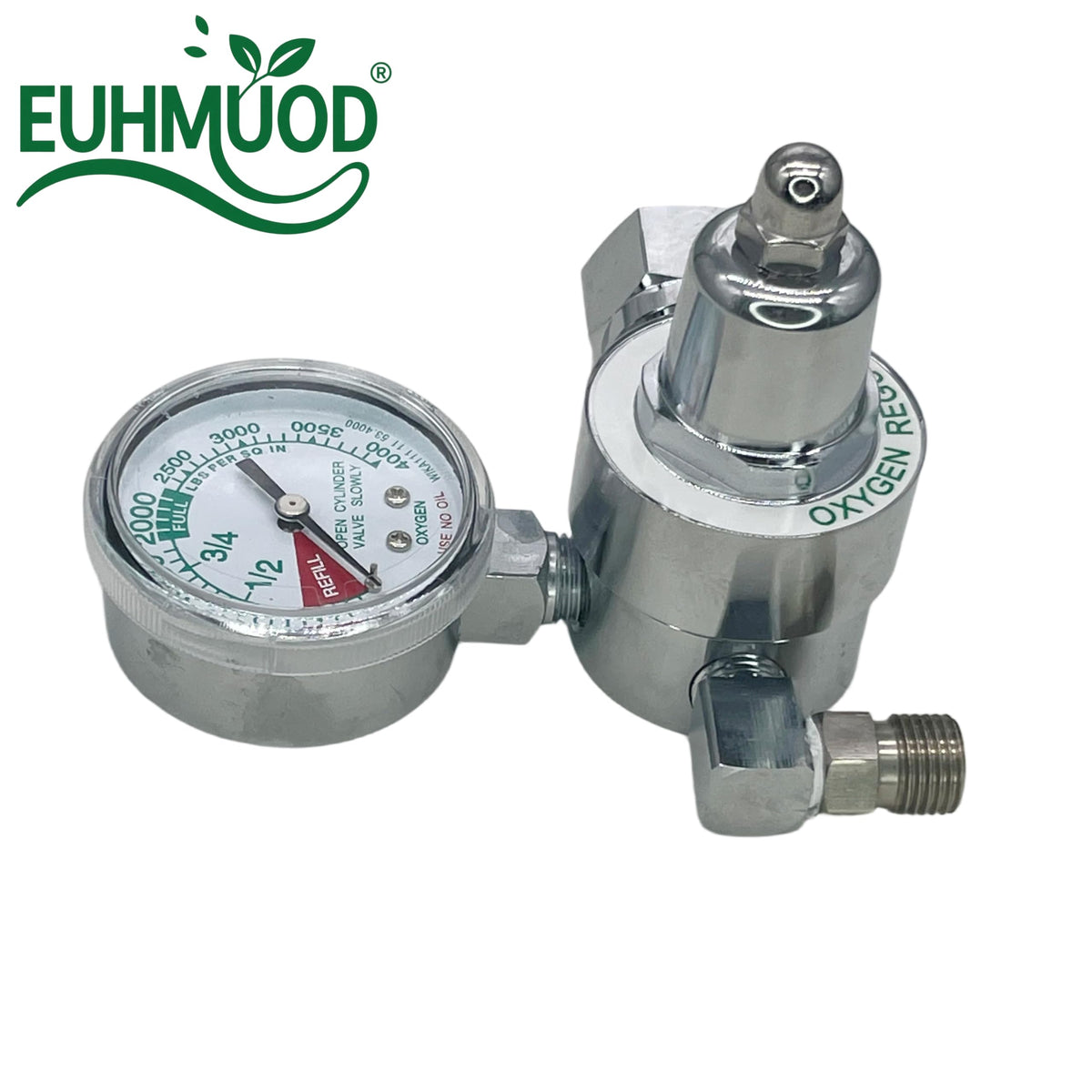 EUHMUOD M1-540-P M1 Series Preset Pressure Gauge Regulator, 3000 PSI, CGA540 Nut/Nipple, Compatible with High Flow for Oxygen Tanks Use