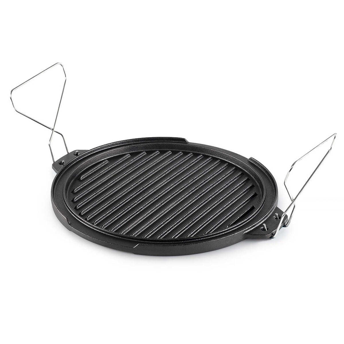 GSI Outdoors Guidecast Outdoor Cookset: 10" Deep Frypan with Dome Lid, Dual-Sided Cast Iron Griddle/Grill, Removable Handles