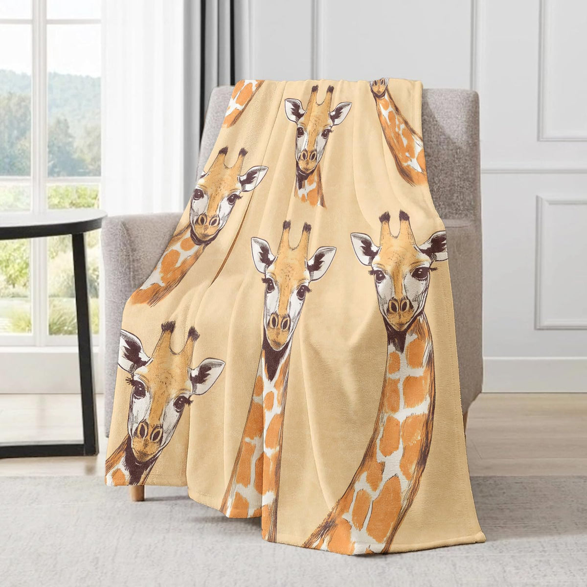 ainori Cute Giraffe Head Blanket - Playful Animal Print Fleece Throw,Gifts for Adult, Soft & Warm,Lightweight, for Modern Art Decor, Safari Lovers,Living Room Home Accents 50x60in