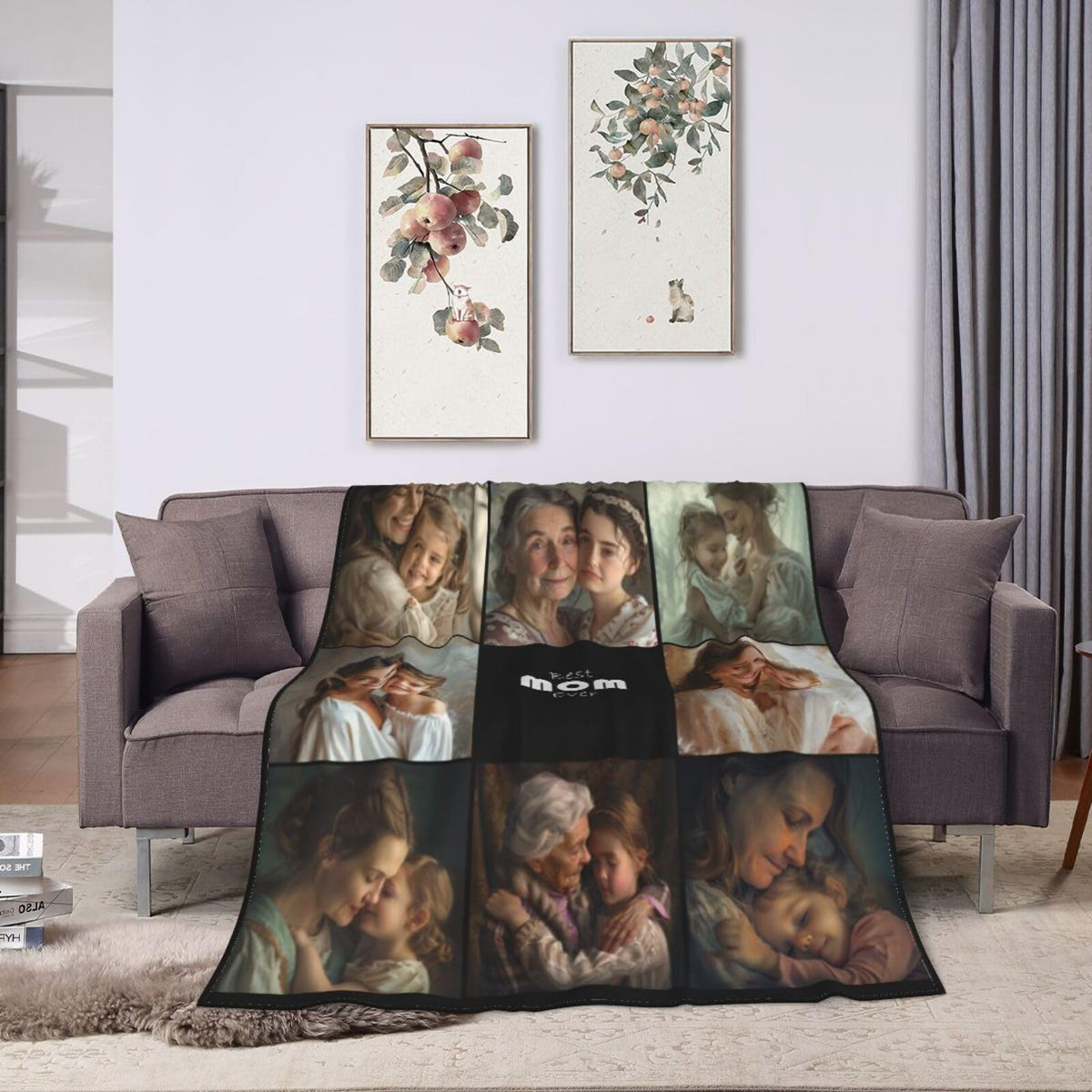 Ouqiuwa Best Mom Ever Custom Blankets Personalized Blanket with Photo Text Customized Picture Throw Blanket for Mother's Day Birthday Mom Grandma Women 50"x40"