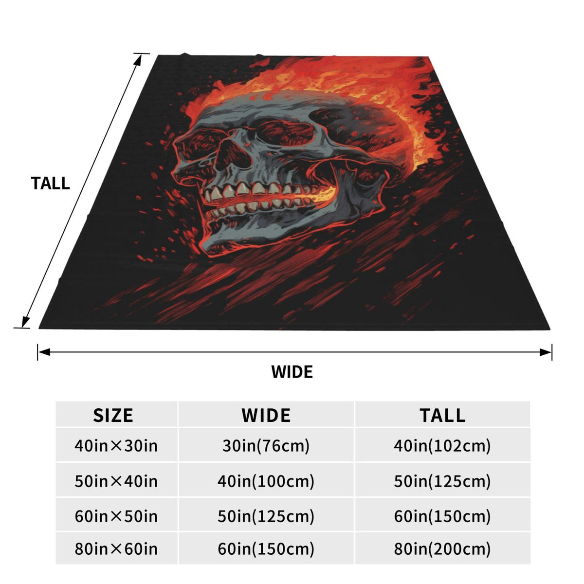 amepay Gothic Skull on Fire Blanket Gifts for Adults Women Men Skeleton Flannel Throw Blankets Soft Fuzzy Lightweight for Home Decor Couch Bed Sofa 50x40 Inches