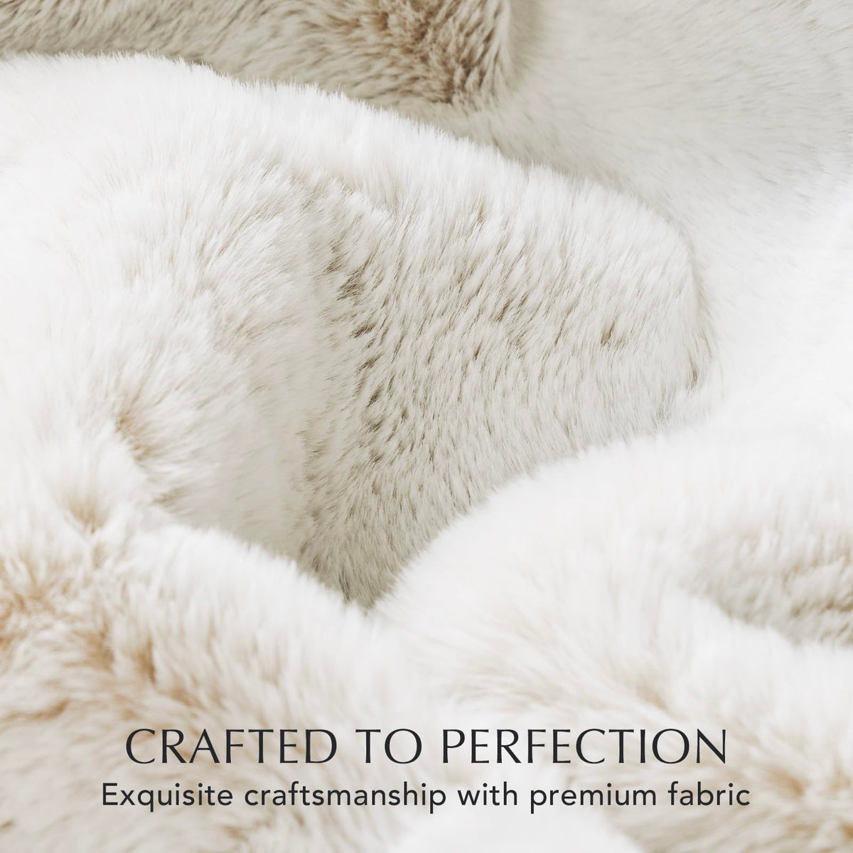 EVERGRACEHOME Ultra Soft Luxury Fluffy Mink Faux Fur Throw Blanket, Thick Warm Fall Winter Blankets for Bed, Couch, Cozy Plush Reversible Blanket for Chair, Sofa (Tipped Champagne Ivory, 60"x80")