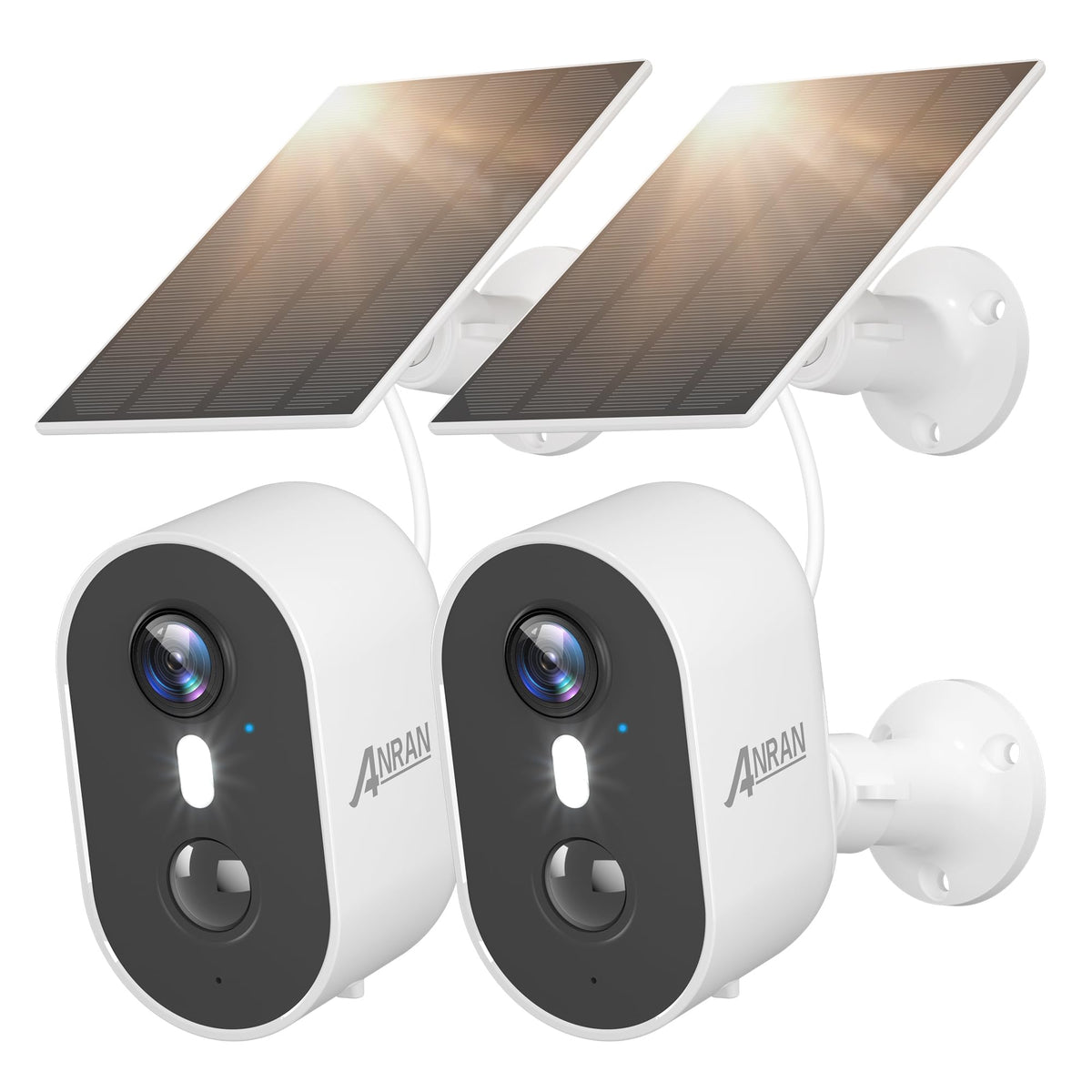 ANRAN 5MP Solar Security Cameras Wireless Outdoor for Home Security, Color Night Vision WiFi Surveillance Home Camera with Solar Panel, Spotlight, PIR Detection, 2-Way Talk, 2 Packs