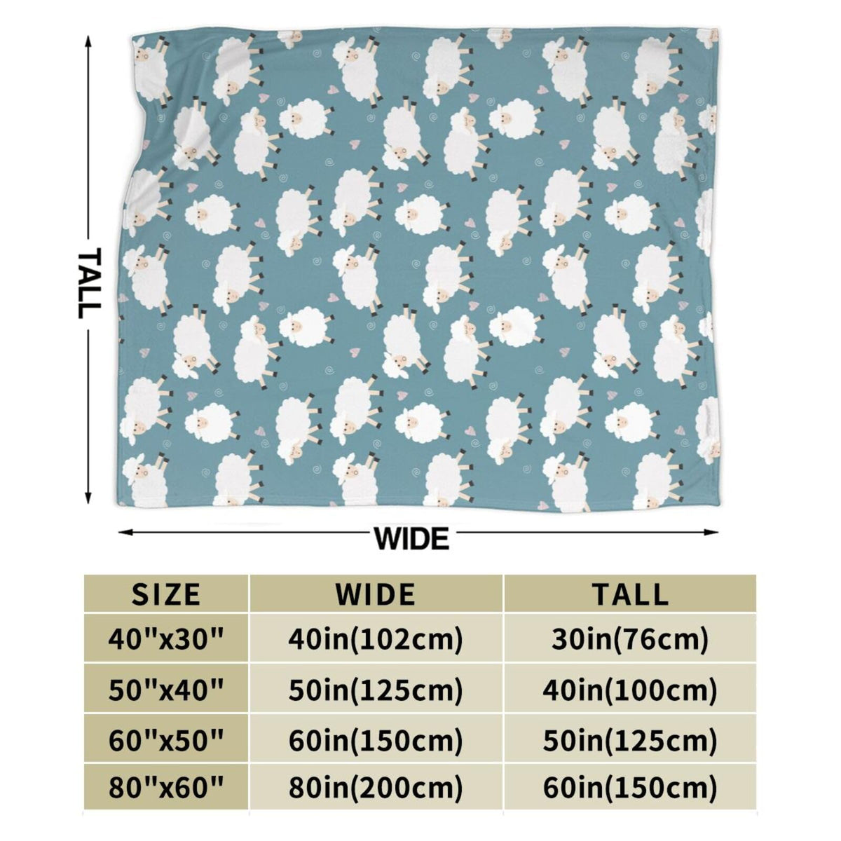 Gbuzozie Cute Sheep Blue Background Fleece Blanket Lightweight Ultra-Soft Throw Blanket for Sofa Couch Bed Camping Travel - Super Soft Cozy Microfiber Blanket 60"X50"
