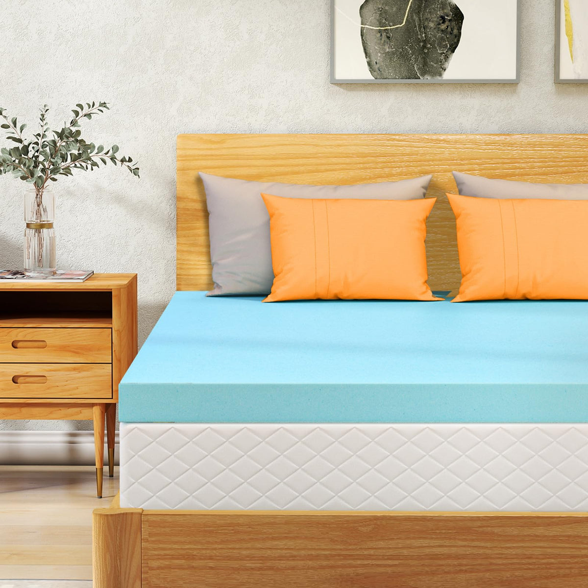 VALUXE Twin XL Mattress Topper 3 Inch Cooling Gel Memory Foam, CertiPUR-US Certified Topper & Pad for Back Pain Relief, Soft Breathable Bedding with Pressure Relief (Blue)
