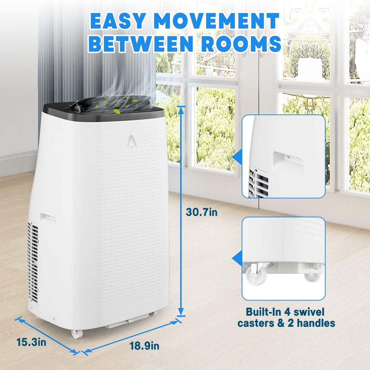 Garvee 14000 BTU Portable Air Conditioner for Rooms up to 750 Sq. Ft, 3-in-1 AC Unit with Cooling, Dehumidifier & Fan, 3 Fan Speeds, Auto Swing, 24H Timer, Energy-Saving, Remote & Window Kit, Gray