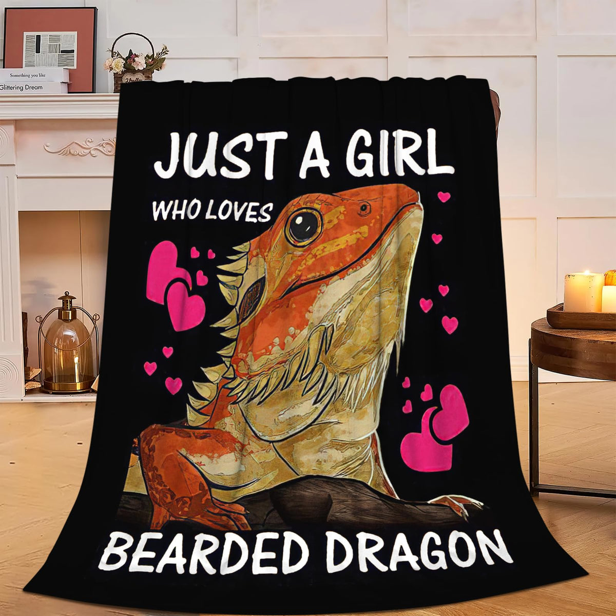 Bearded Dragon Blanket Just A Girl Who Loves Bearded Dragon Throw Blankets Soft Warm Cozy Fuzzy Plush Gifts for Girls Women Lightweight Fleece Flannel Stuff Decor Gift for Kids Adults Lover 50"X40"