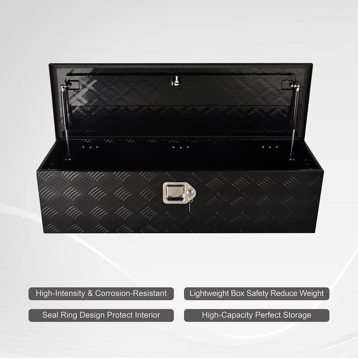 FGJQEFG 39 Inch Aluminum Heavy Duty Truck Bed Tool Box Truck Car Outdoor Trailer Pickup Toolbox, RV Storage Organizer Trailer Storage Tool Box w/Lock & Keys, 5 Bar Tread, Black (39"X13"X10")