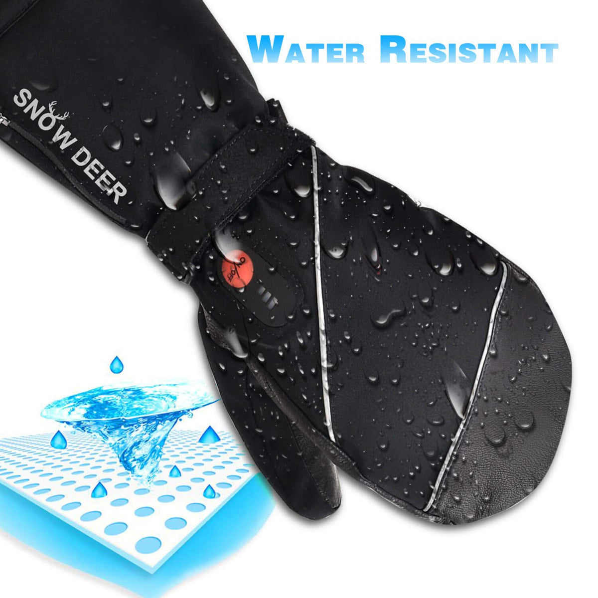 SNOW DEER Heated Mittens Gloves for Men and Women, 7.4V 2200MAH Electric Rechargeable Battery Ski for Winter Skiing Skating Snow Camping Hiking Heated Arthritis Hand Warmer Gloves(M)