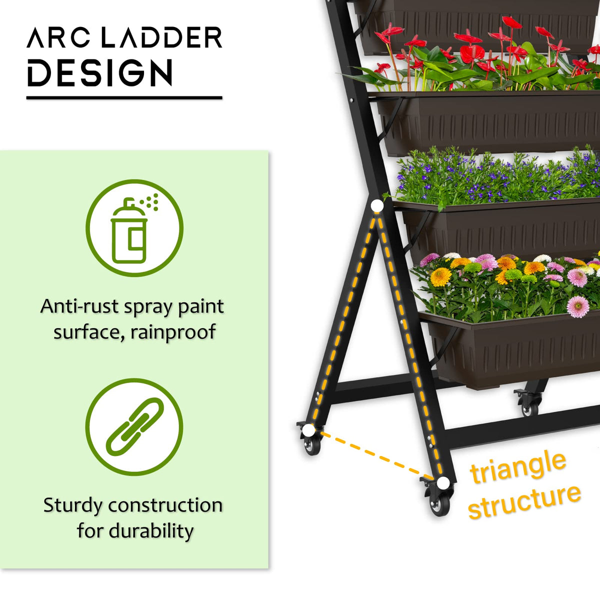 G TALECO GEAR 5-Tier Vertical Garden Planter, 4.4Ft Vertical Raised Garden Bed Planter Box with 5 Container Boxes, Grow Your Herb Vegetables Flowers Indoor and Outdoor (5-Tier)