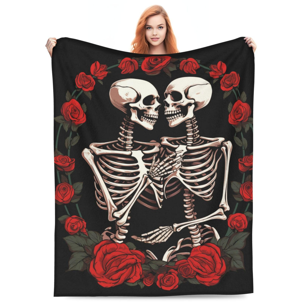 amepay Skull Lover Rose Flower Blanket Gifts for Adults Women Men Skeleton Tarot Flannel Throw Blankets Soft Fuzzy Lightweight for Home Decor Couch Bed Sofa 50x40 Inches